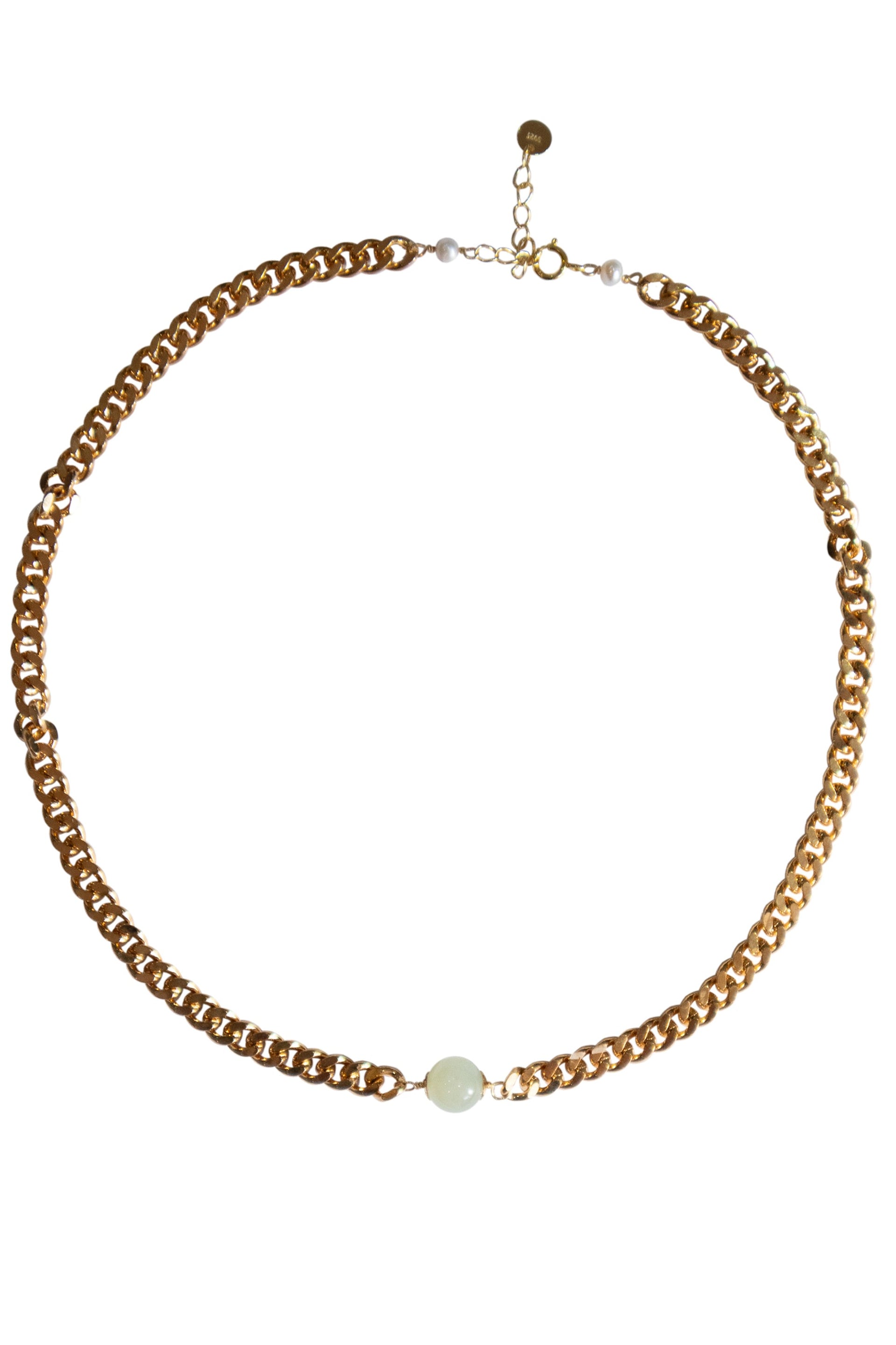 Charlotte Green Jade Gold Chain Necklace