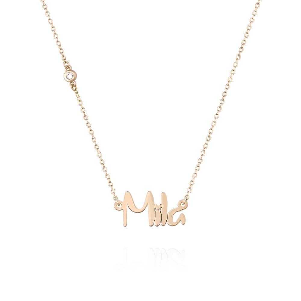 Charlotte Name Necklace with Diamond in 14K Yellow Gold