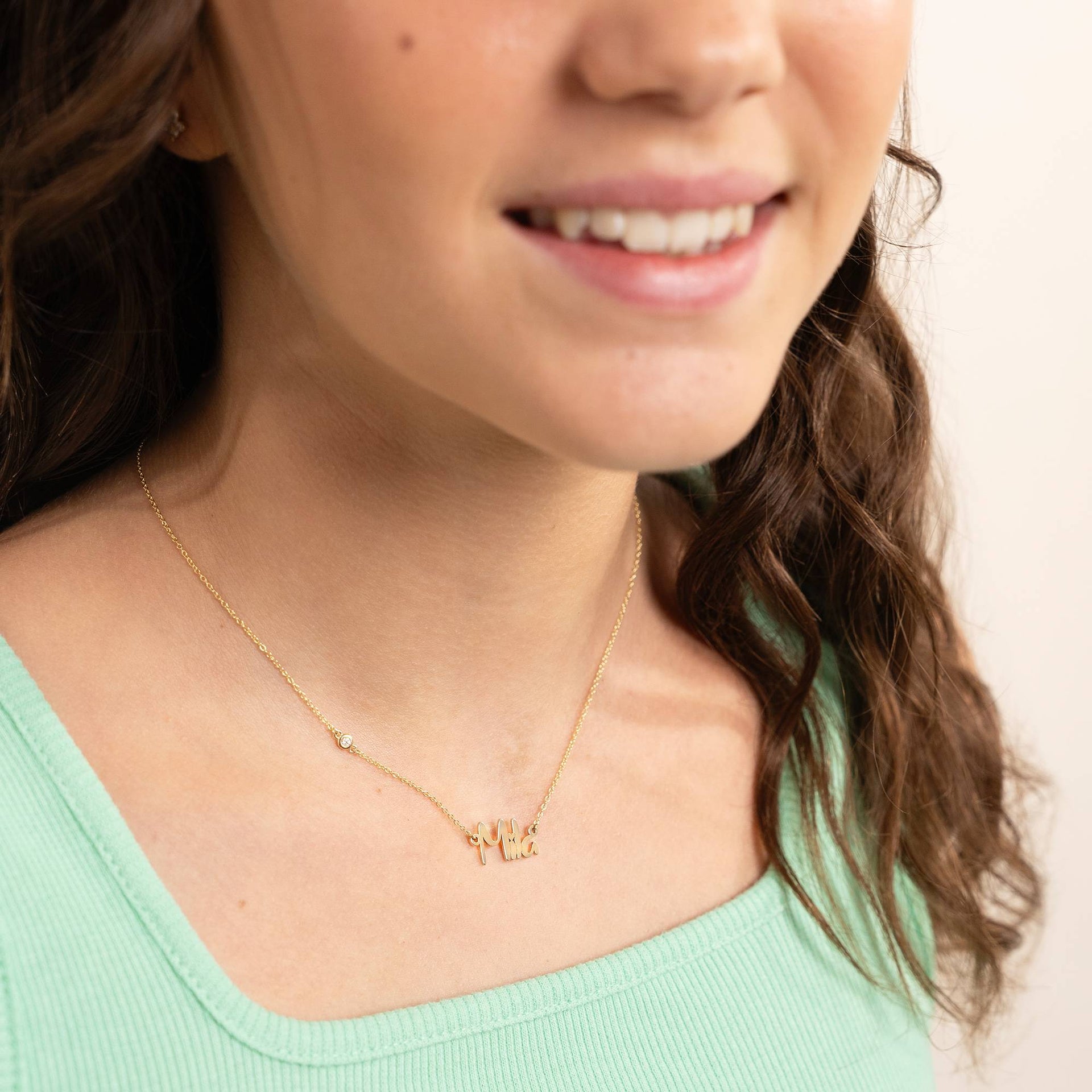 Charlotte Name Necklace with Diamond in 14K Yellow Gold