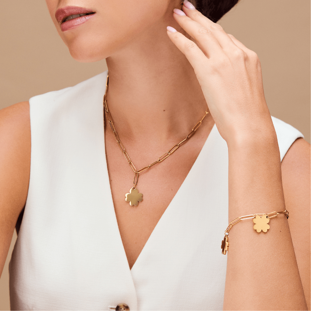 LUXE Polished Clover Charm Bracelet
