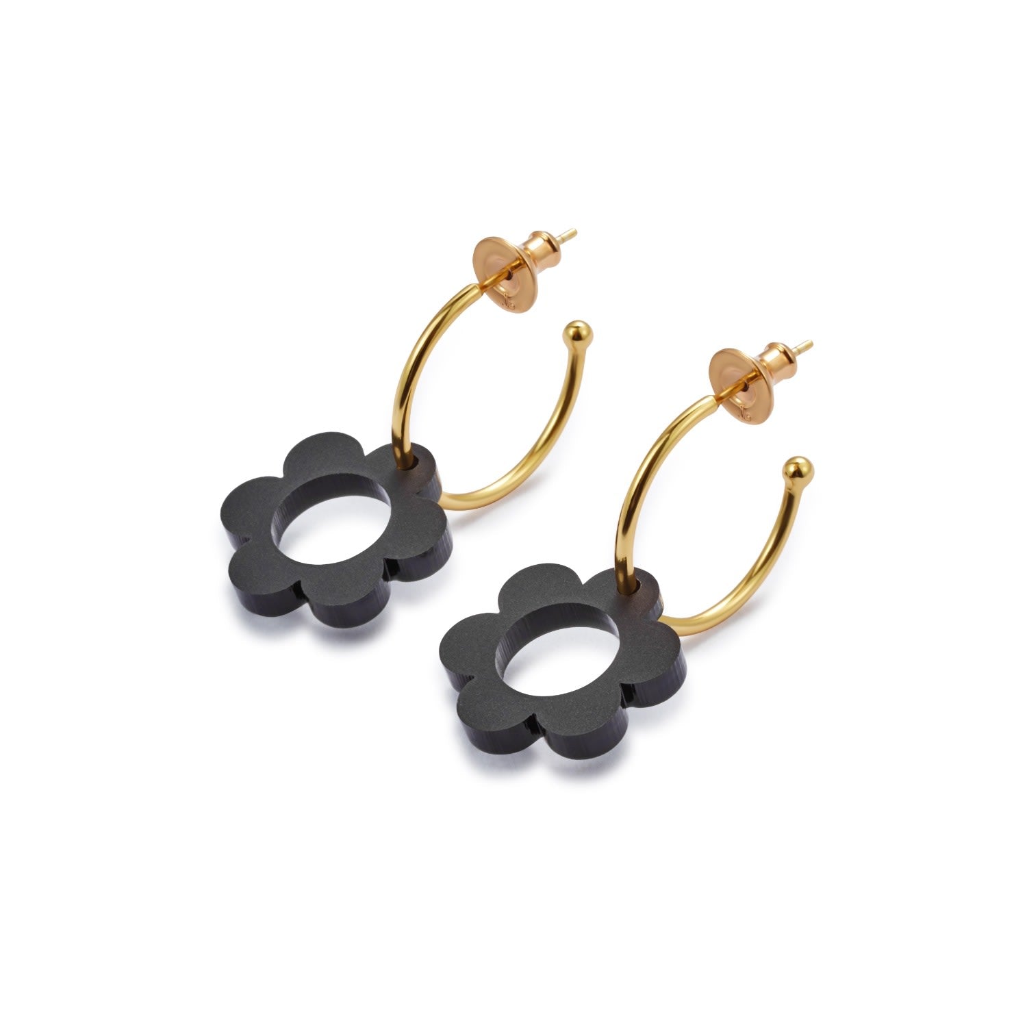 Charming Flower Hoop - Black & Gold Vermeil
