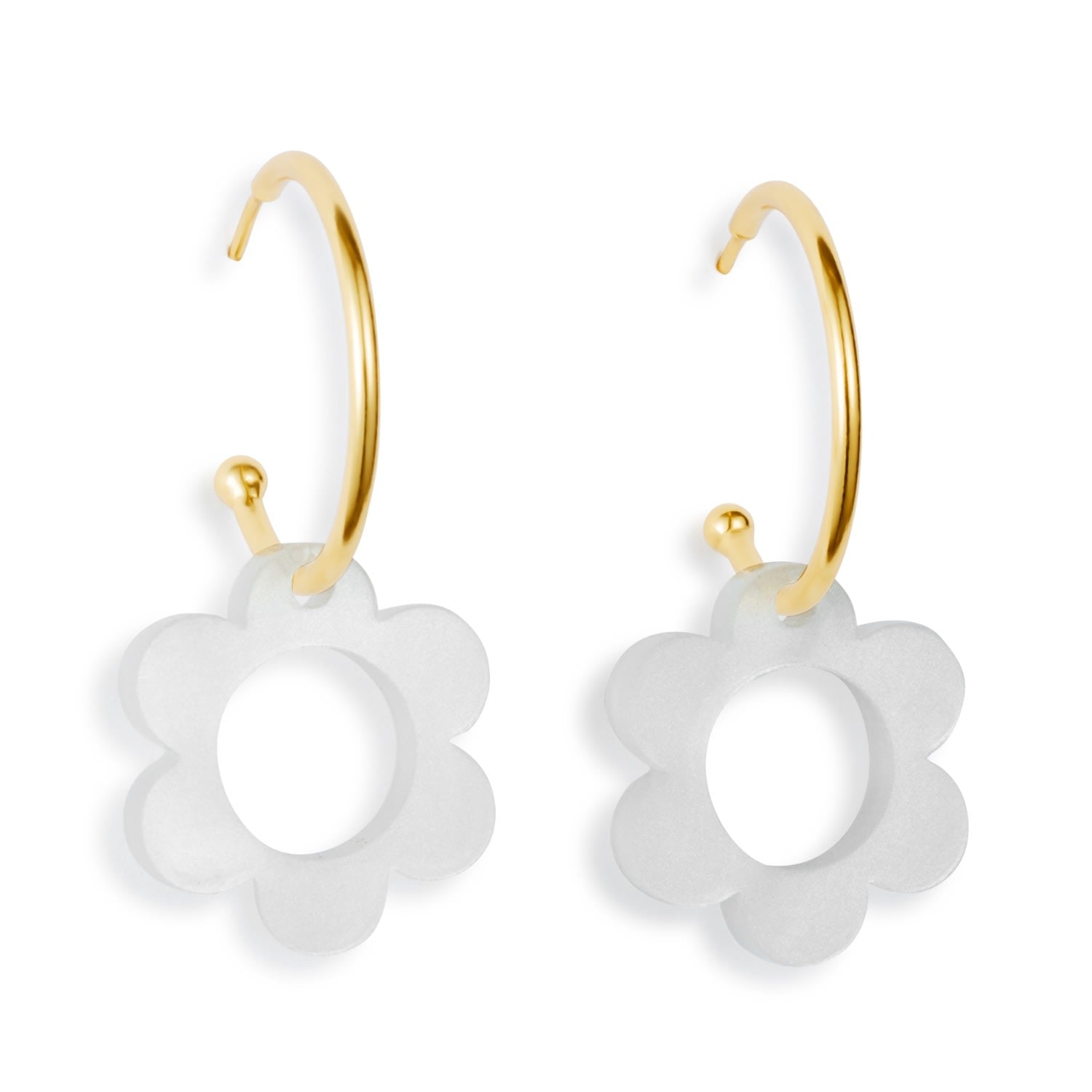 Charming Flower Hoop - White & Gold Vermeil