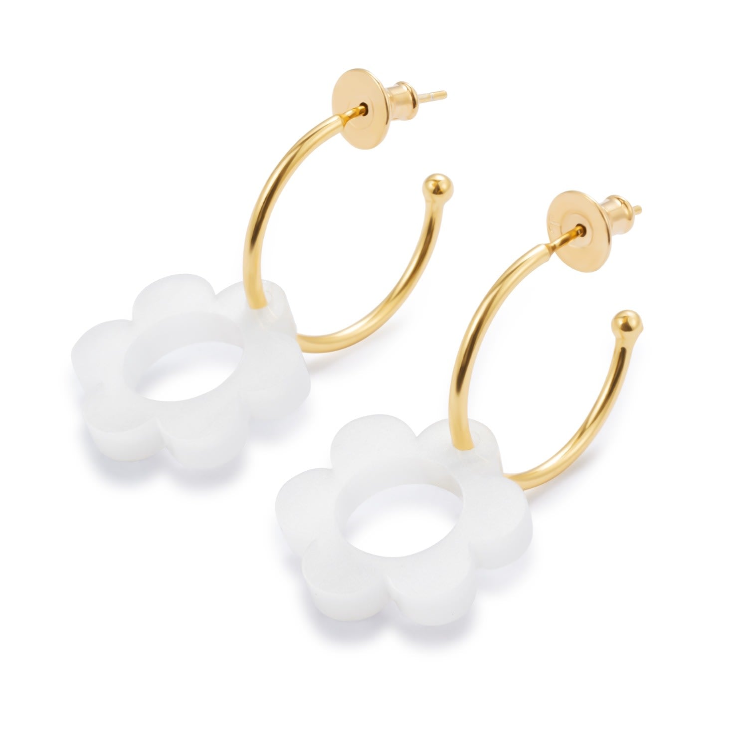 Charming Flower Hoop - White & Gold Vermeil
