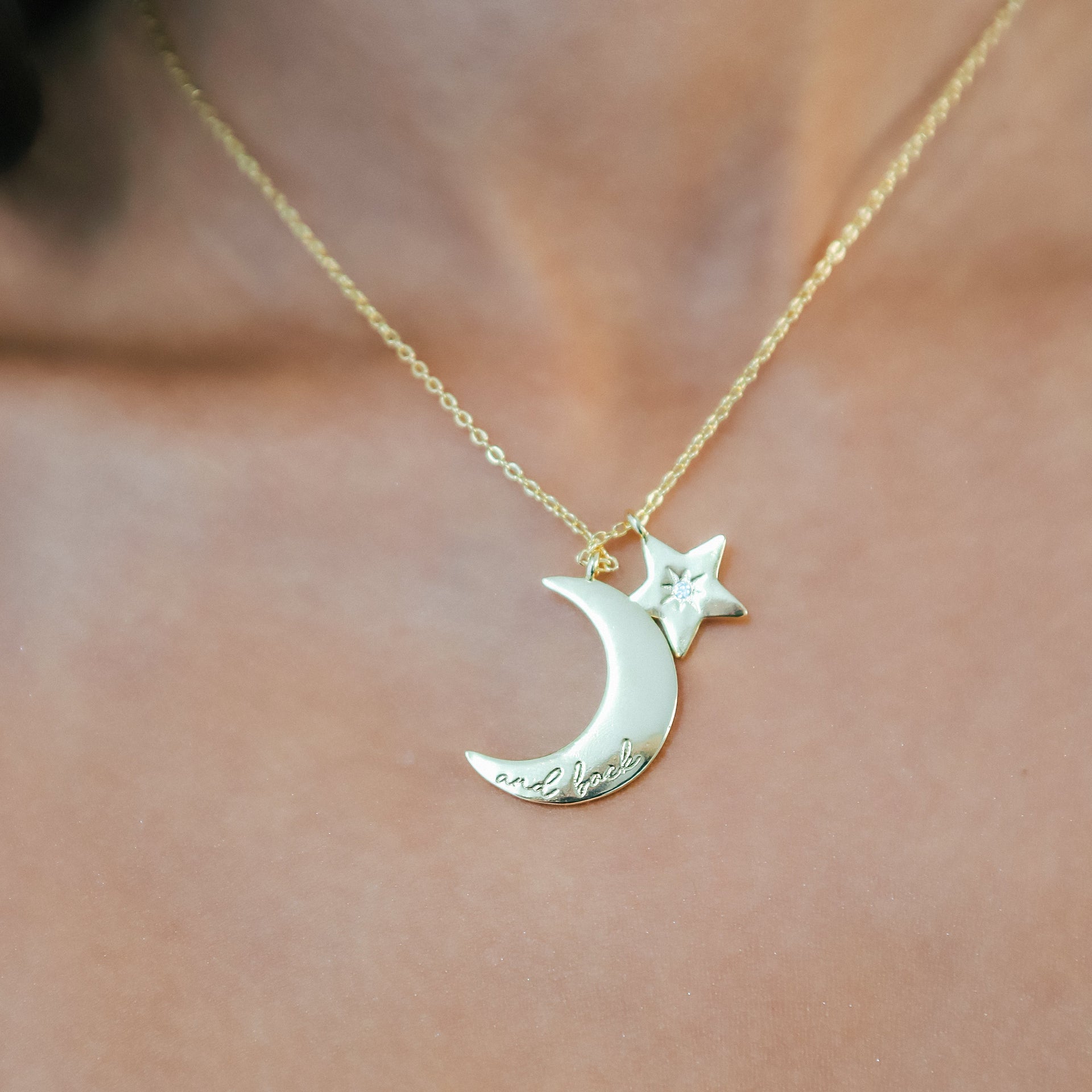 Cherish To The Moon & Back Necklace | Gold Plated