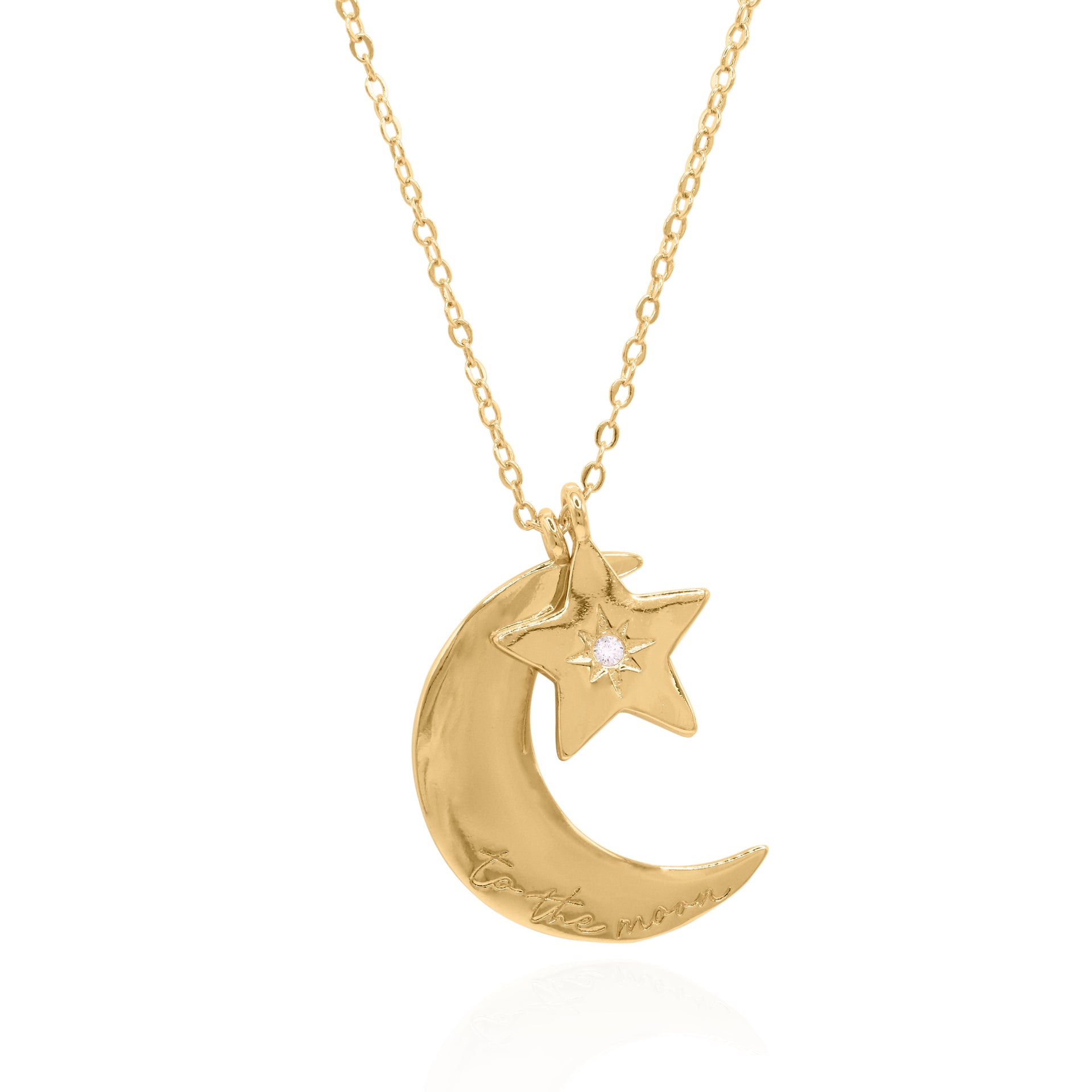 Cherish To The Moon & Back Necklace | Gold Plated