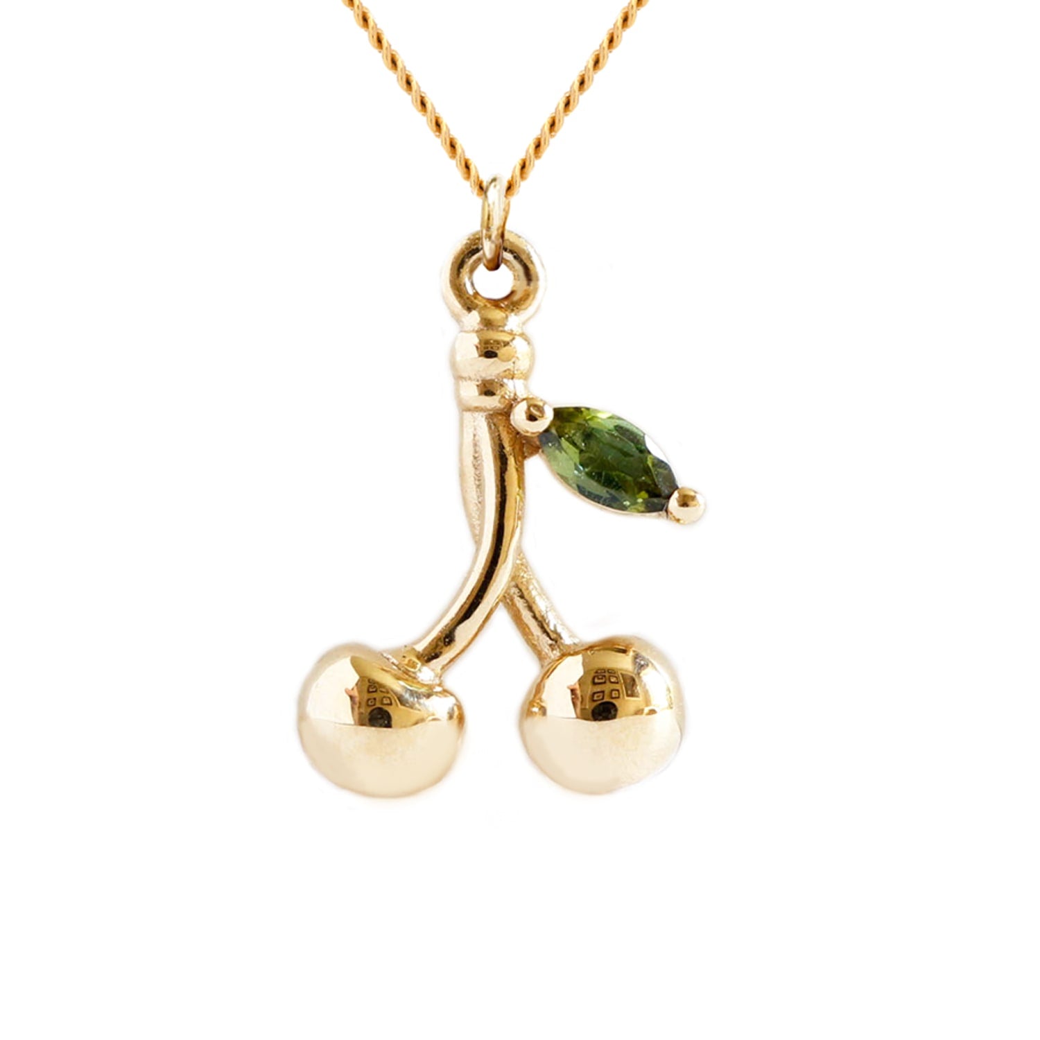 Cherry & Green Tourmaline Leaf Bracelet - Gold