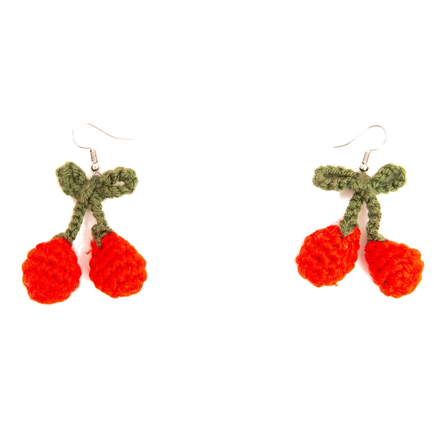 Cherry Handmade Knit Earrings