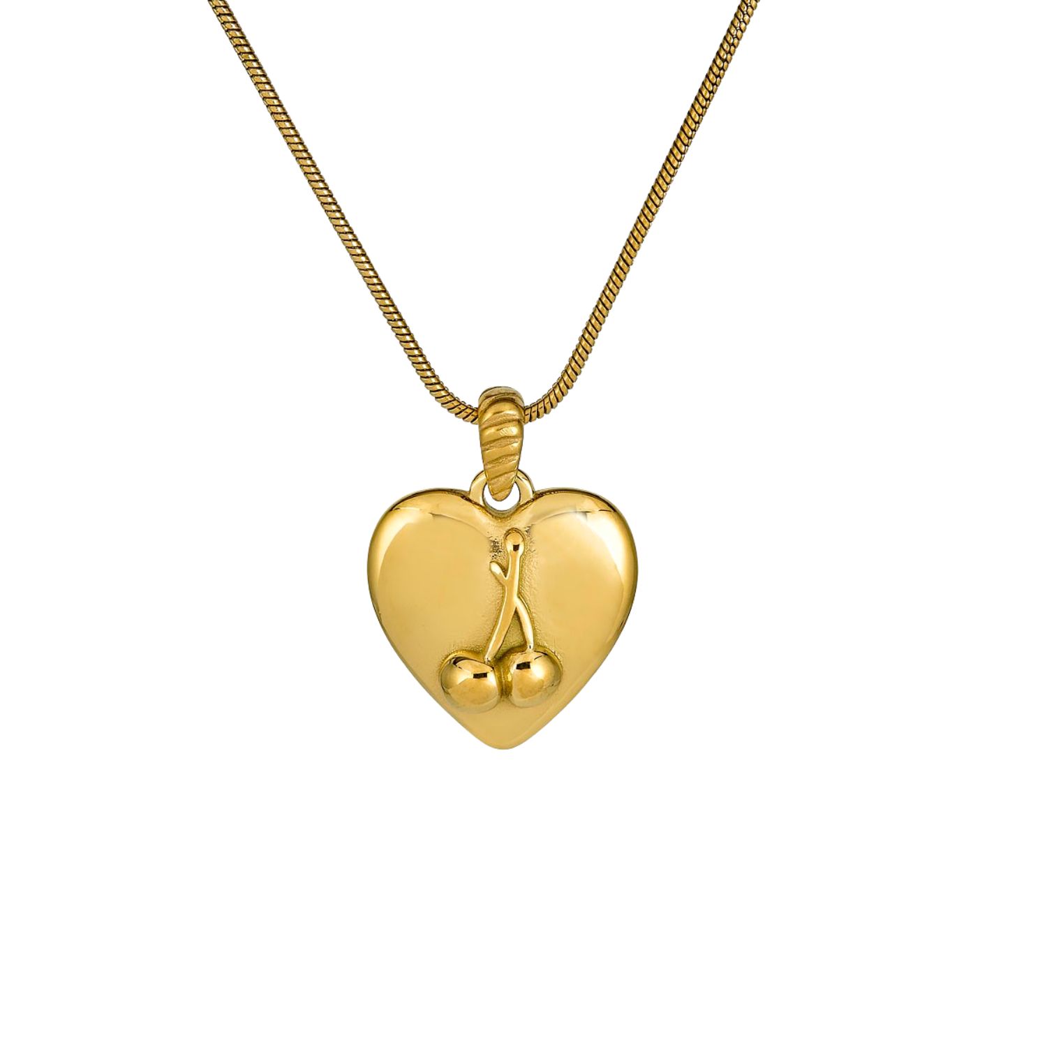 Cherry Heart Necklace In Gold