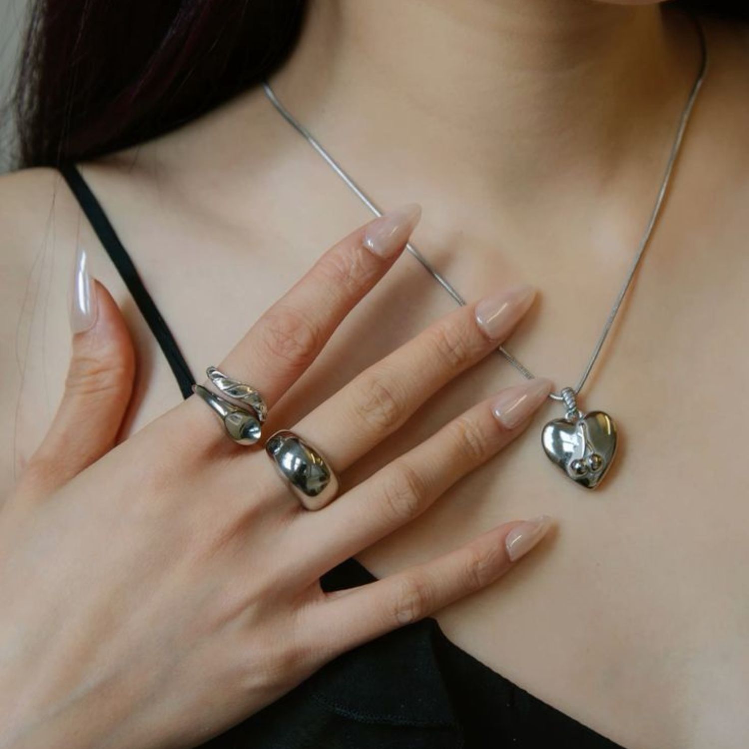 Cherry Heart Necklace In Silver