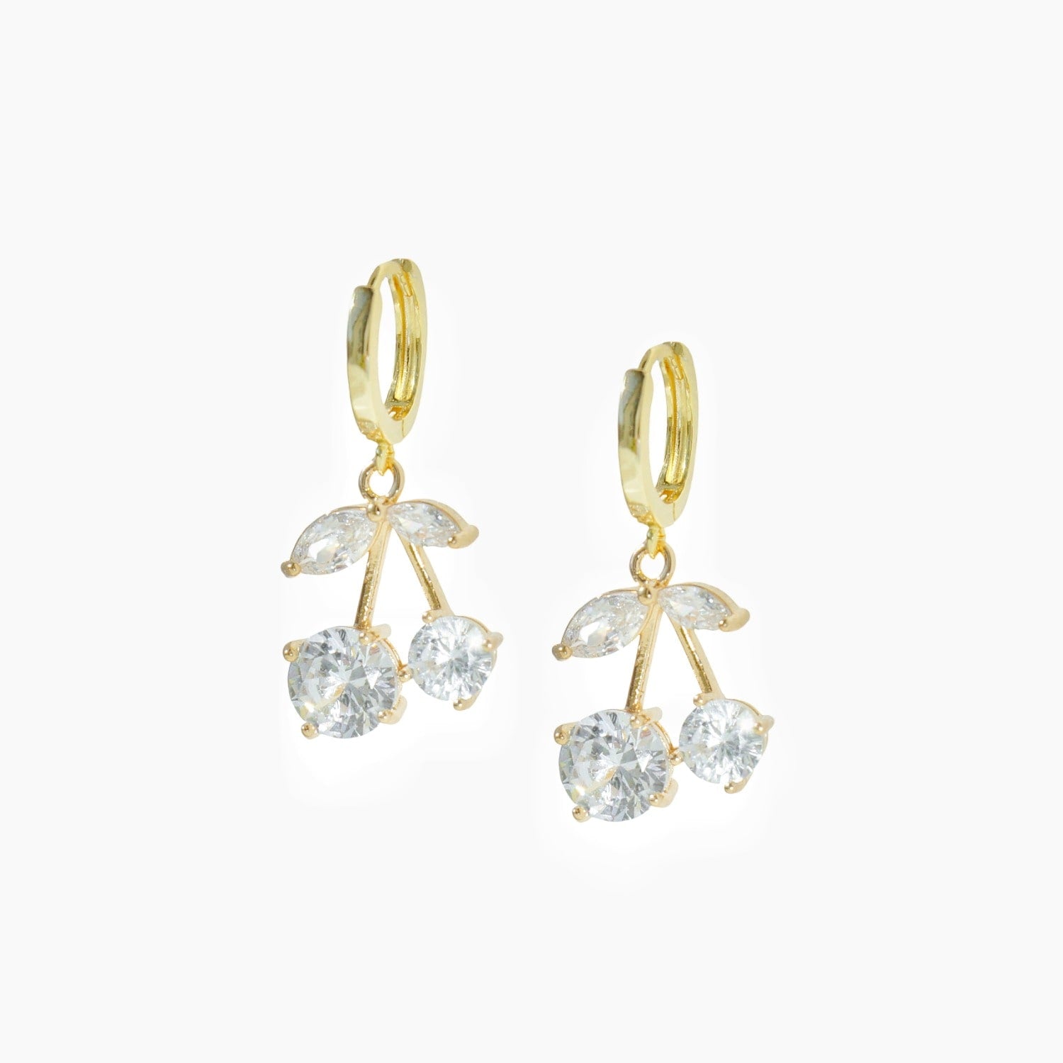 Cherry Pie Crystal Cherry Drop Huggie Hoop Earrings