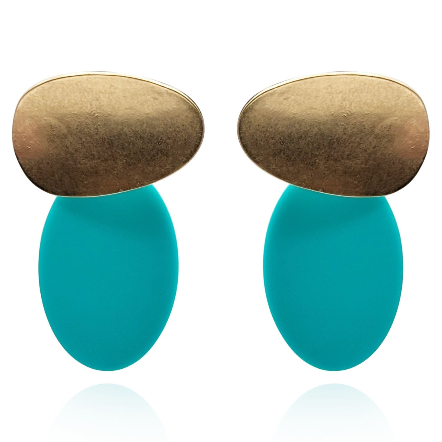 Chiara Worn Gold And Turquoise Pierced Resin Drop Earrings