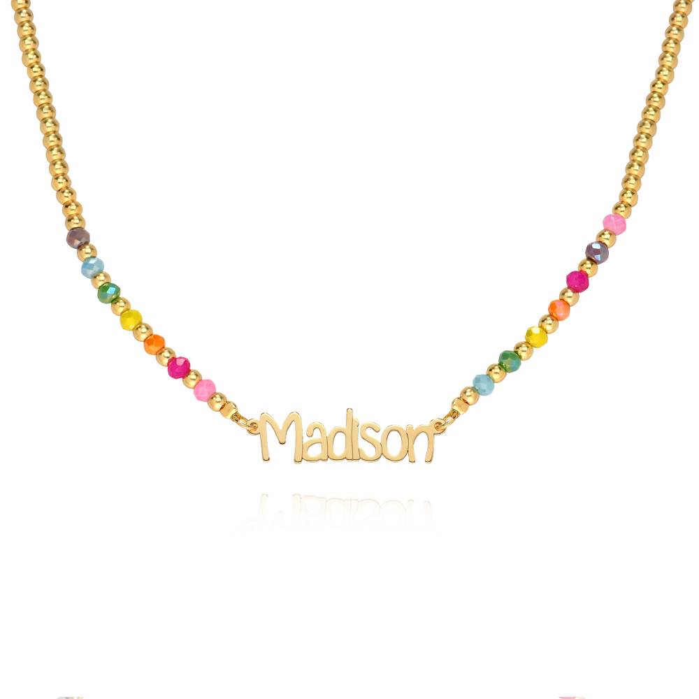 Chicago Rainbow Beaded Name Necklace in 18K Gold Plating