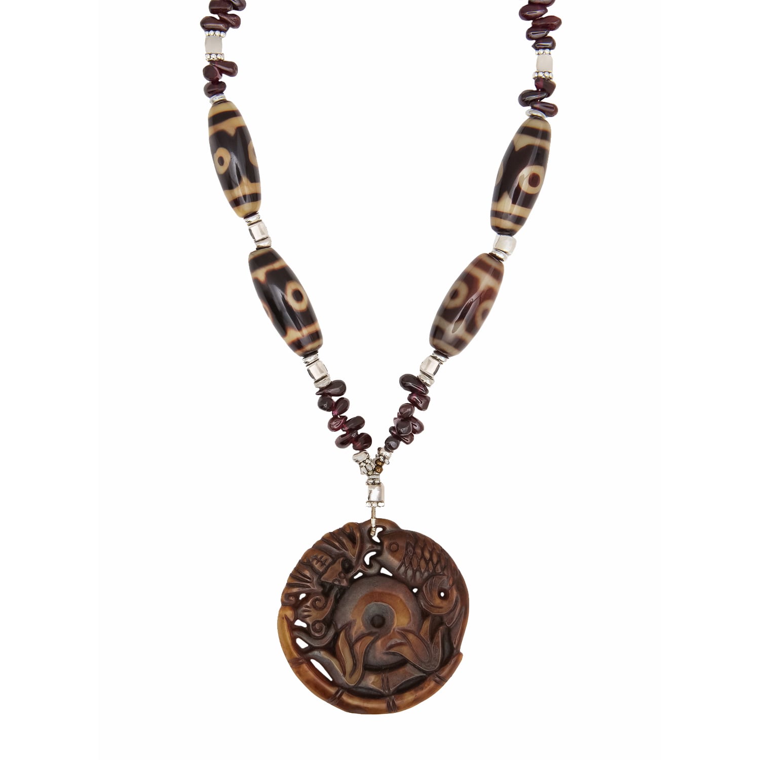 Chika Short Necklace In Jade, Garnet & Agate