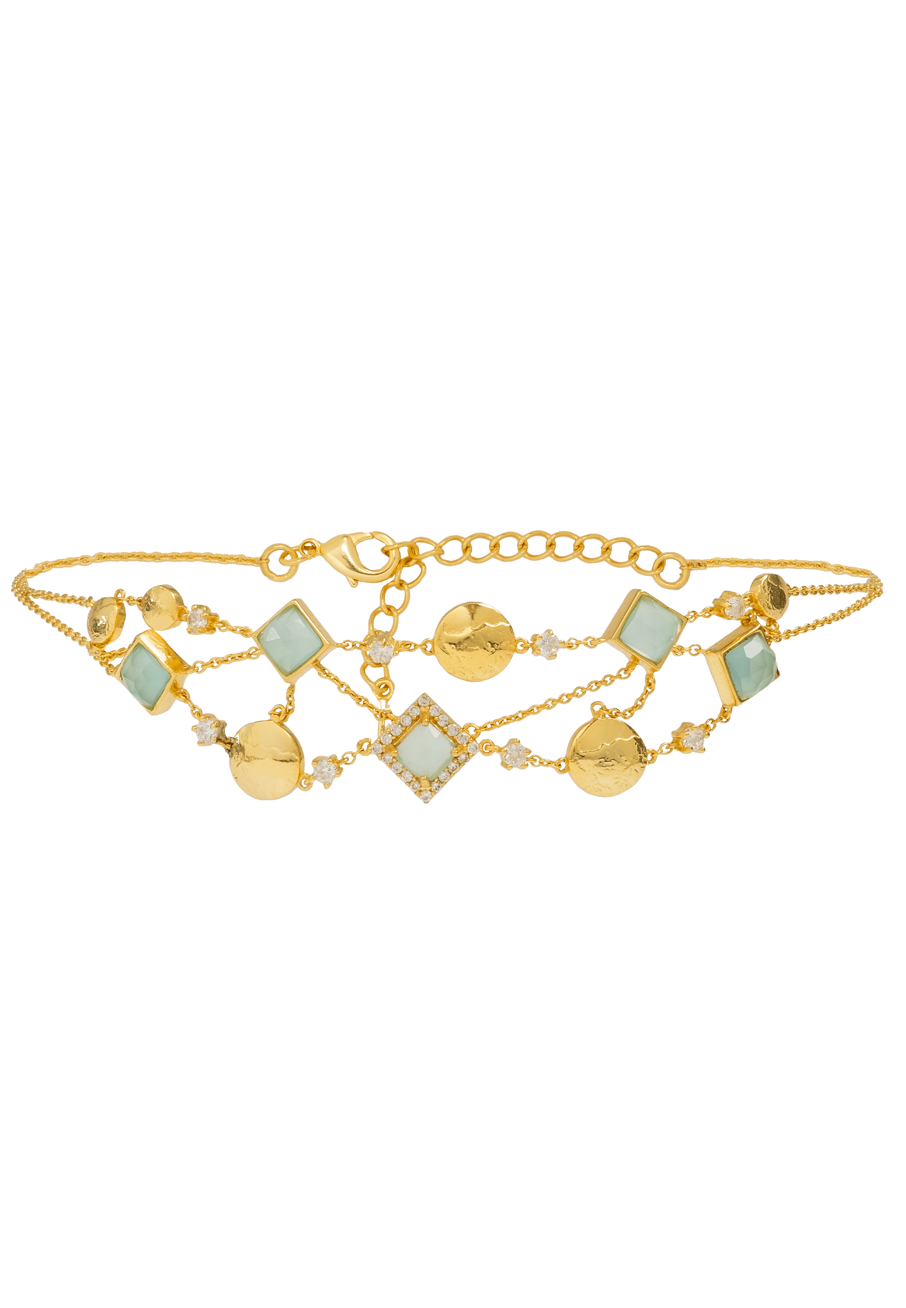 Elara Aquamarine And Zircons Choker In Gold Vermeil