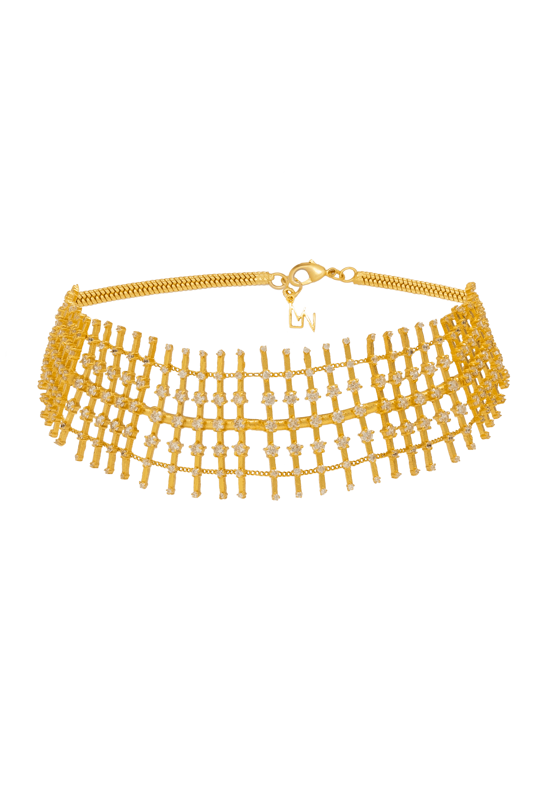 Gold Helia Statement Choker With Zirconia
