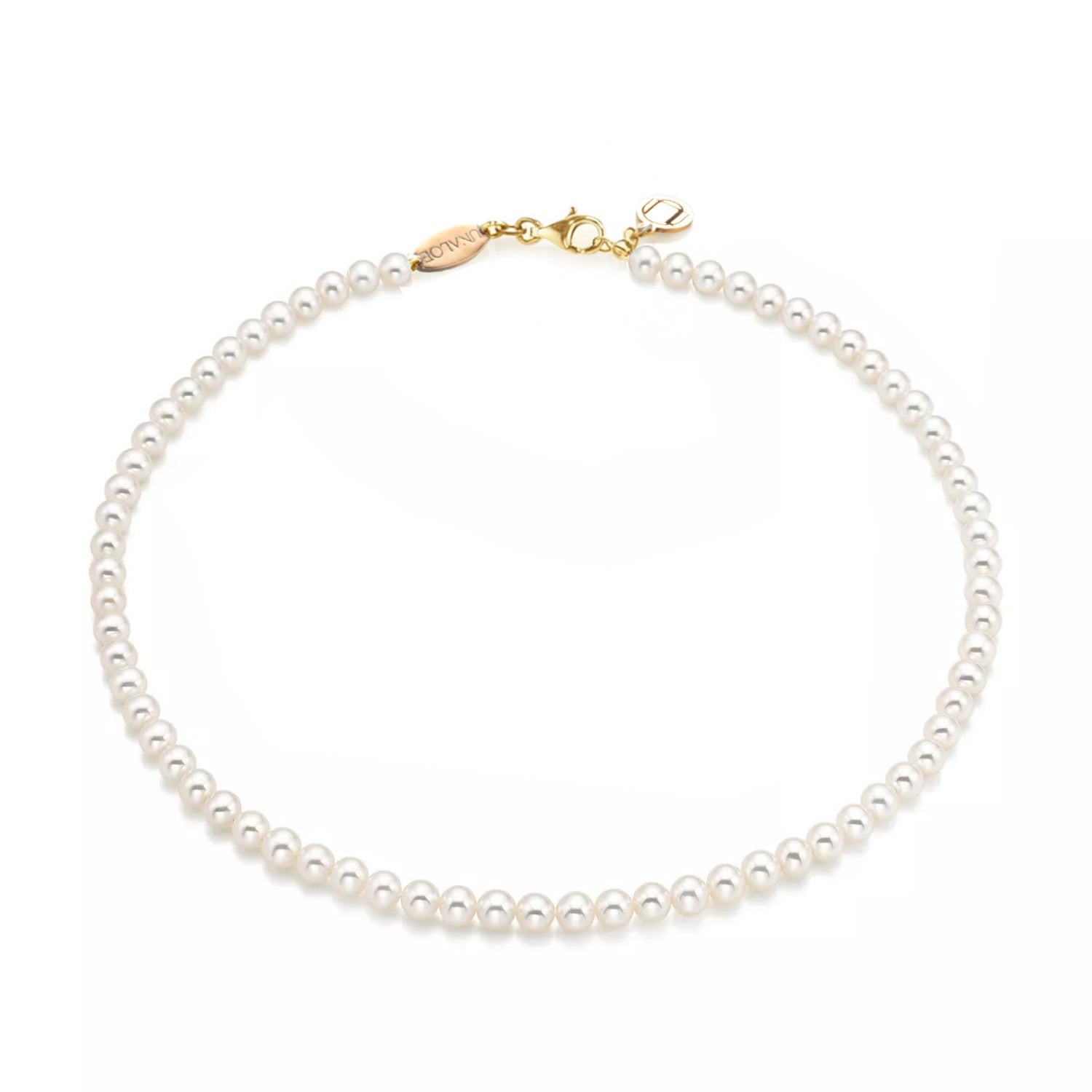 Choker With Natural Pearls In Sterling Silver- Gold Plated