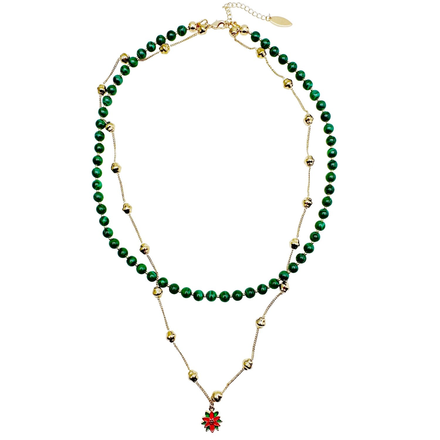 Christmas Malachite With Chain Chain Double Layers Necklace