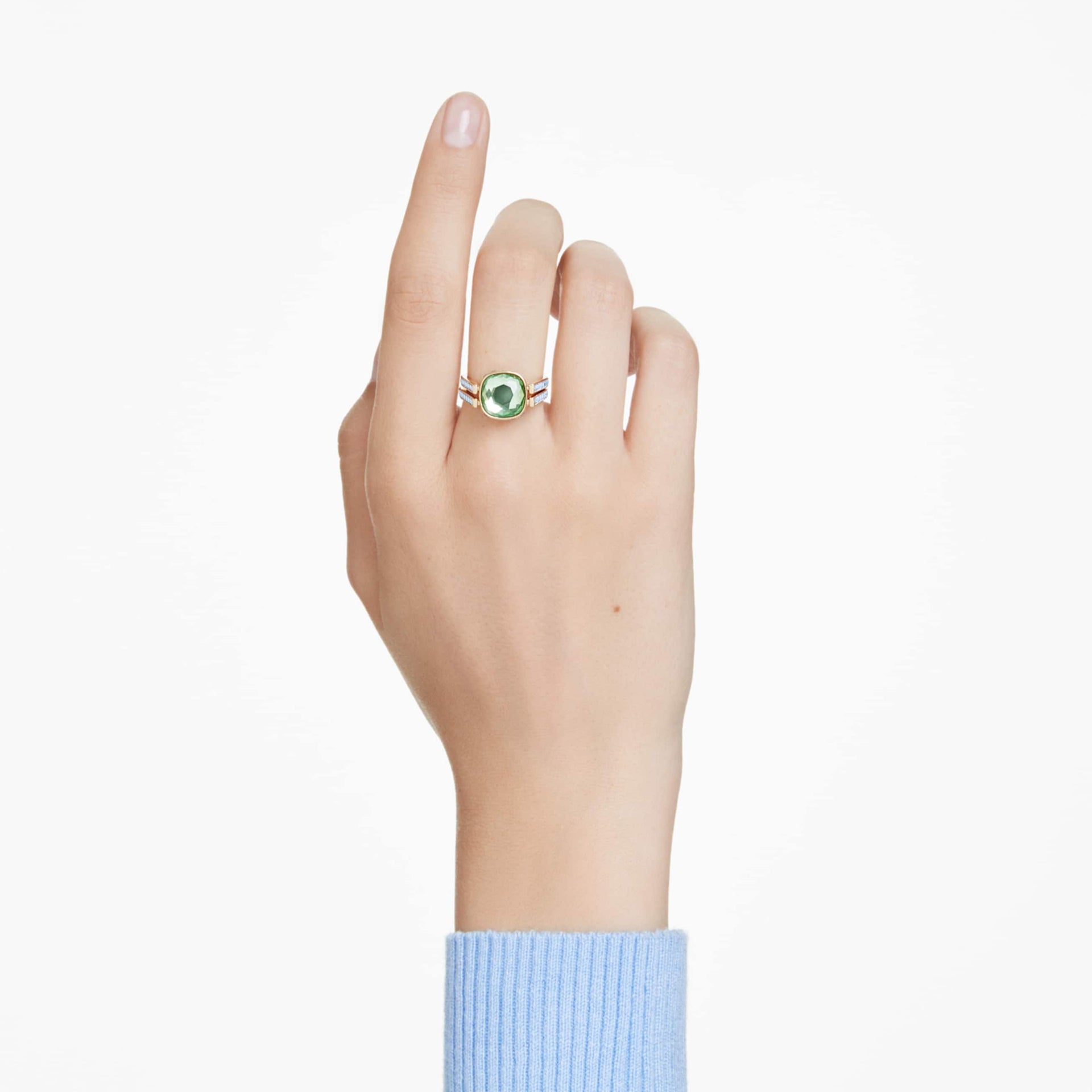 CHROMA RING CUSHION CUT MULTICOLORED GOLD TONE PLATED