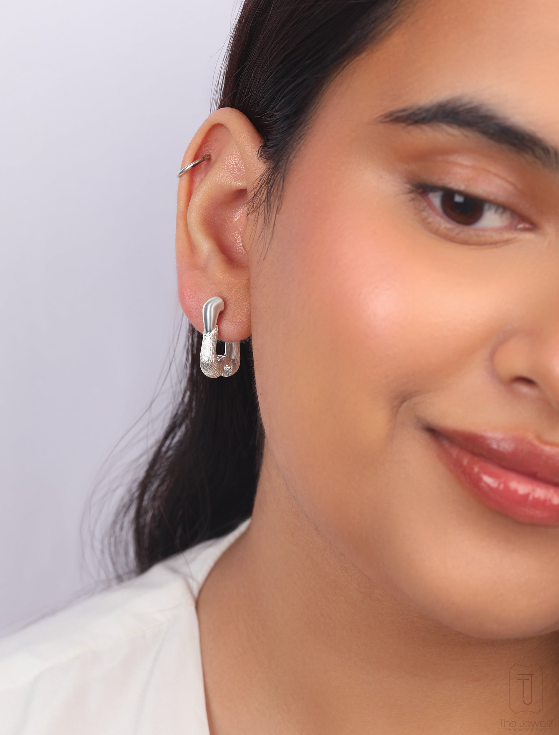 Chroma Sculptural Silver Huggies