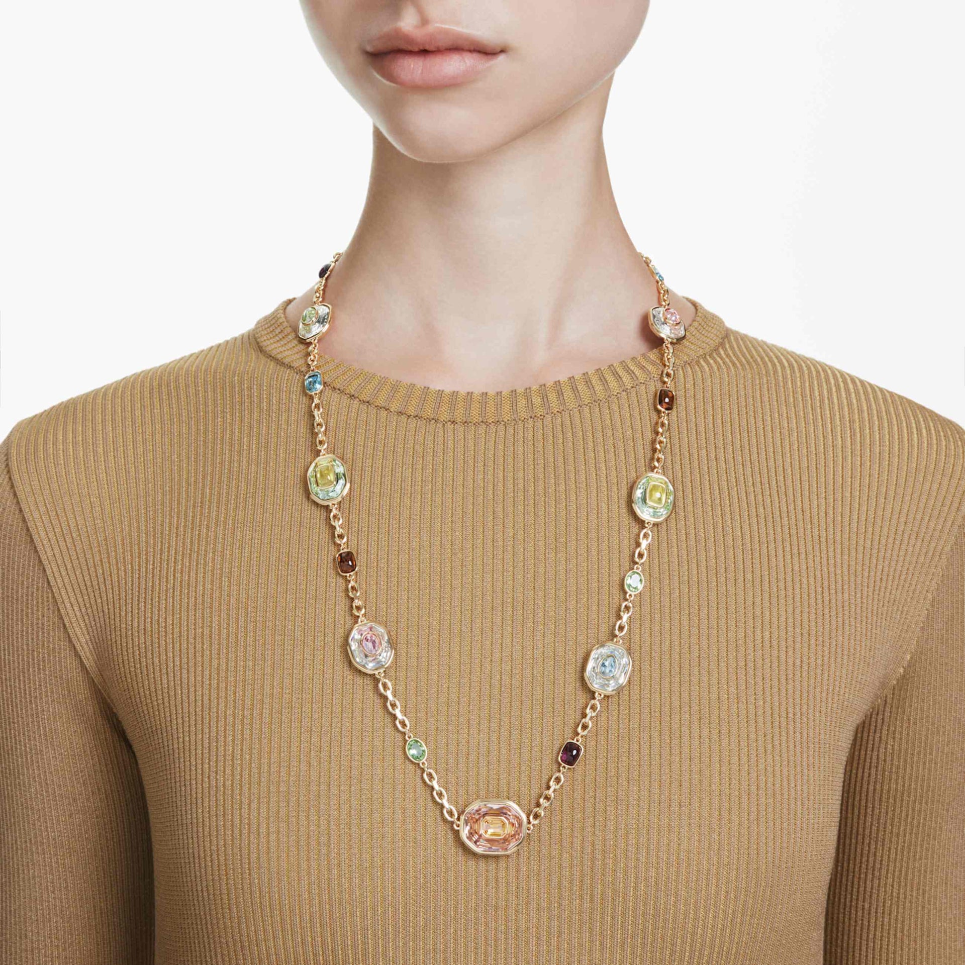 CHROMA STRANDAGE OCTAGON CUT MULTICOLORED GOLD TONE PLATED