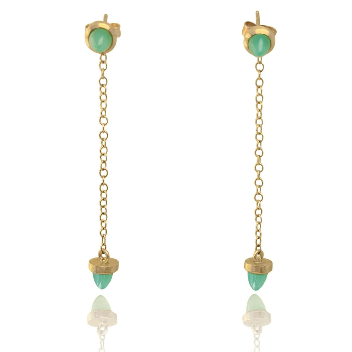 Transformable Chrysoprase Earrings in 10K Yellow Gold