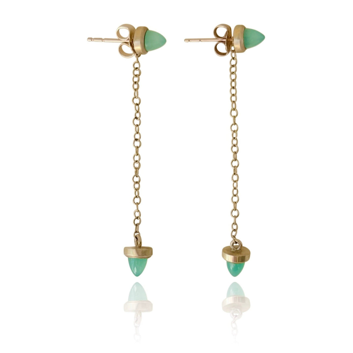 Transformable Chrysoprase Earrings in 10K Yellow Gold