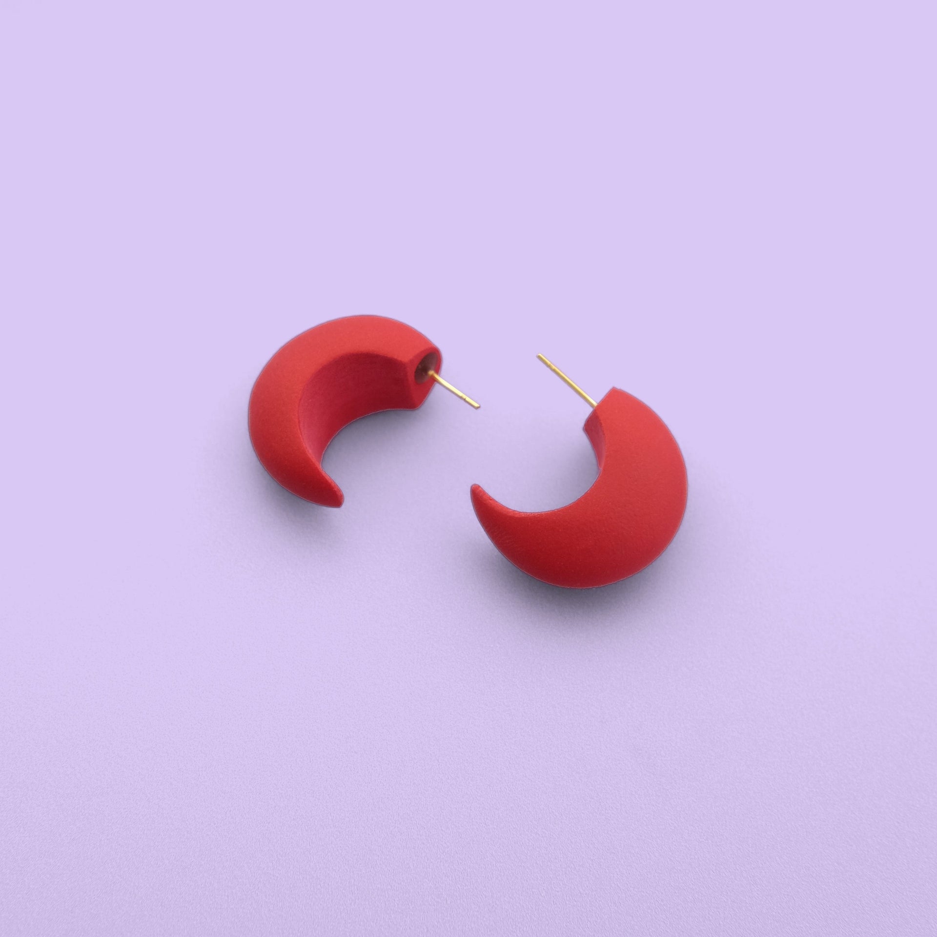 Chubby Huggie Hoops In Red