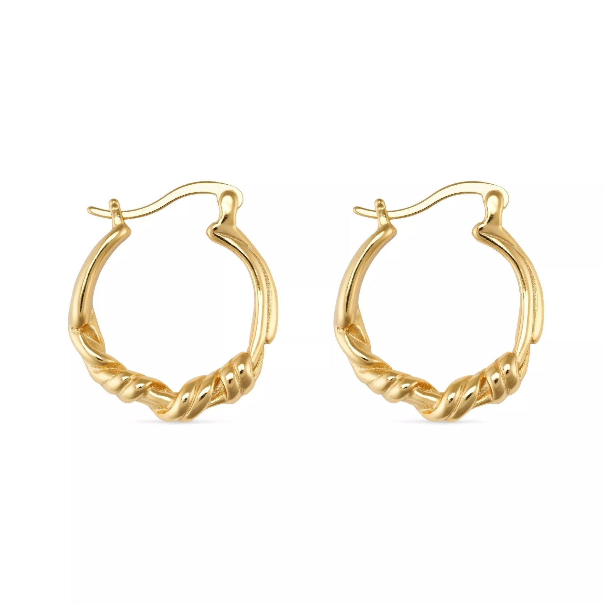 Chunky Gold Twisted Hoop Earrings