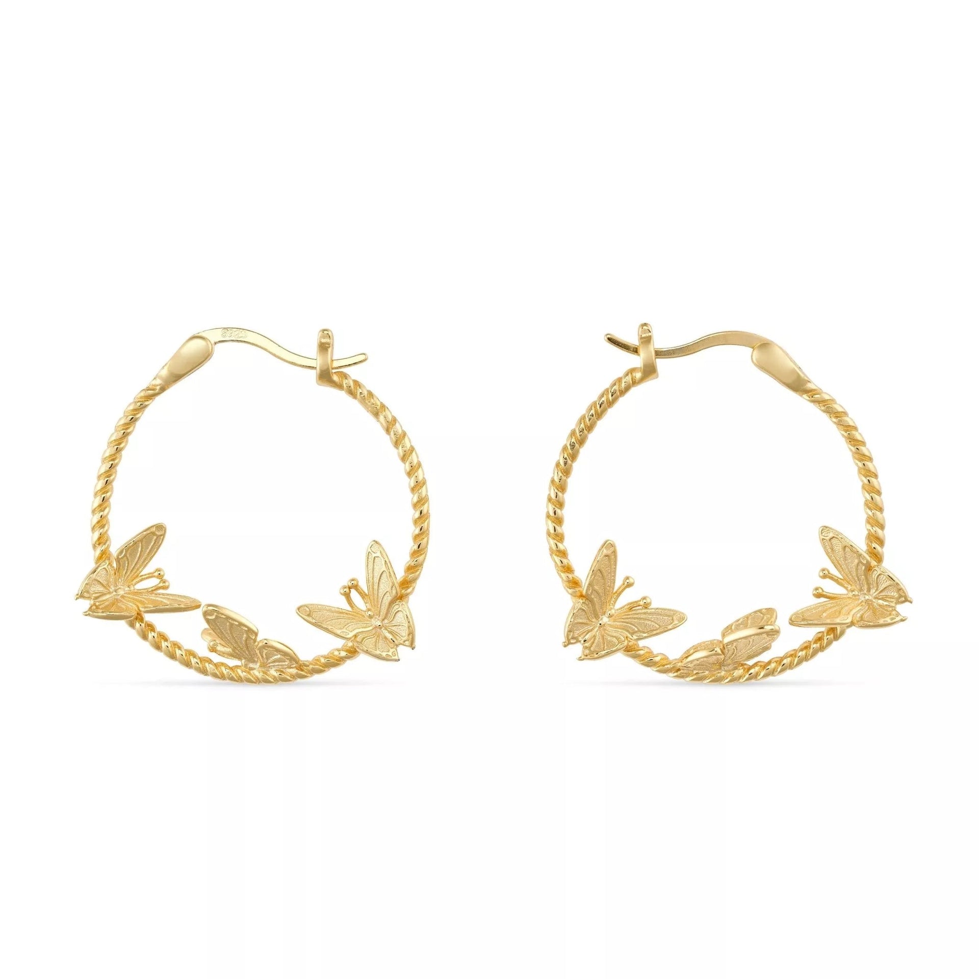 Chunky Oval Gold Butterfly Hoops