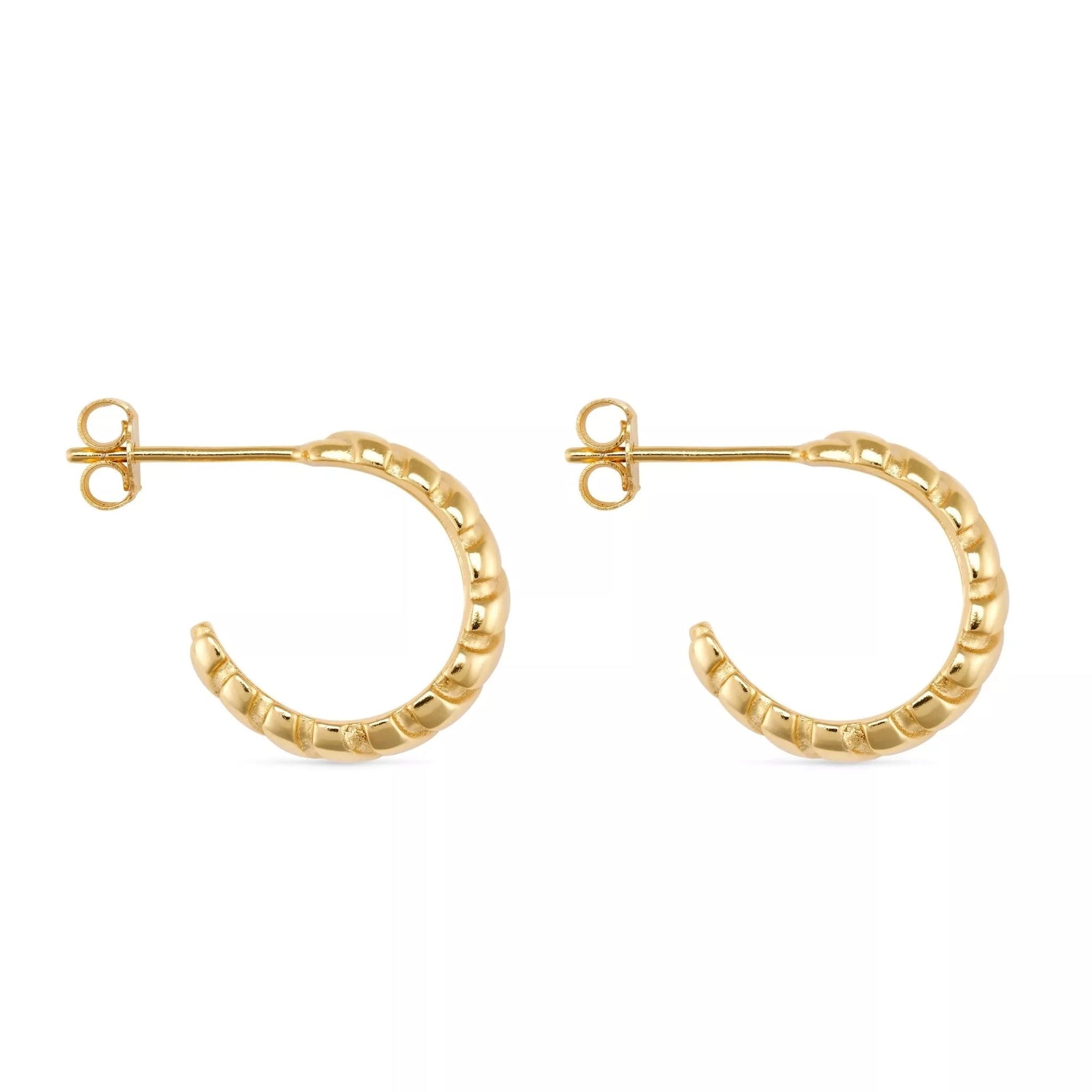 Chunky Ribbed Gold Hoop Earrings