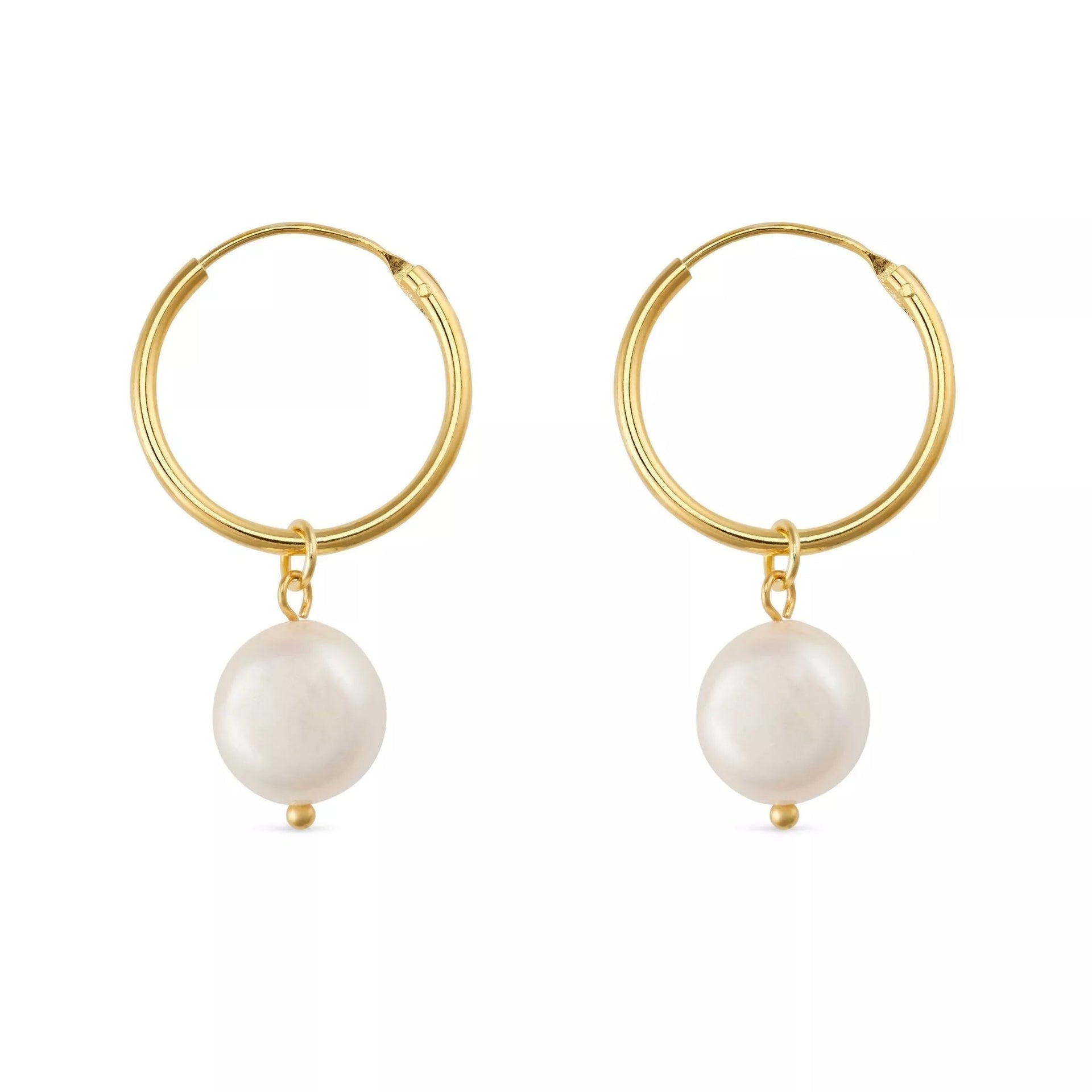 Chunky Gold Freshwater Pearl Hoops