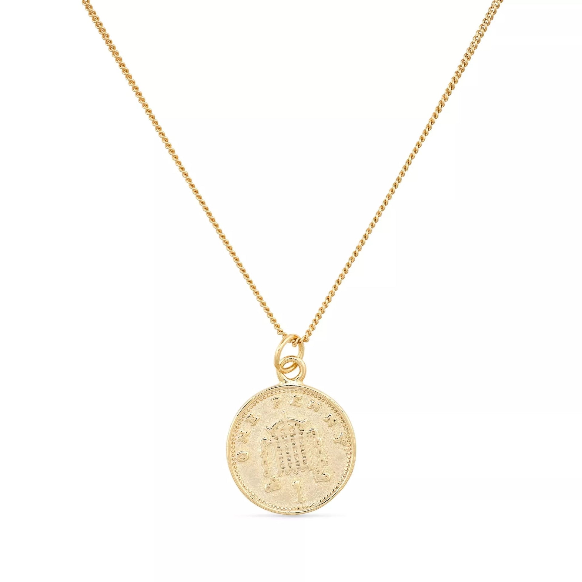 Chunky Gold Lucky Penny Coin Medallion Necklace