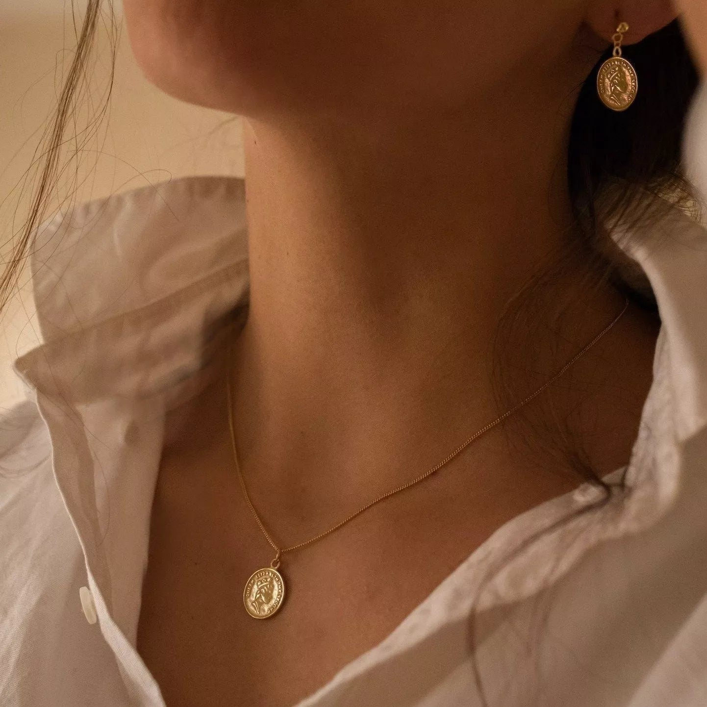 Chunky Gold Lucky Penny Coin Medallion Necklace