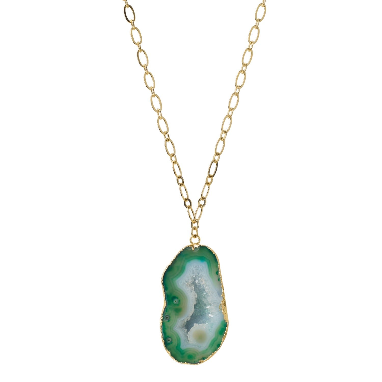 Chunky And I Like It Long Gemstone Green Pendant Necklace