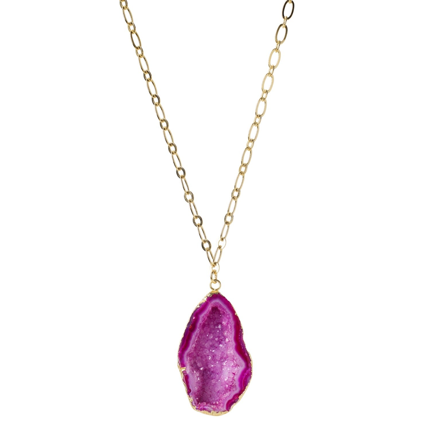 Chunky And I Like It Long Gemstone Magenta Pink Pendant Necklace