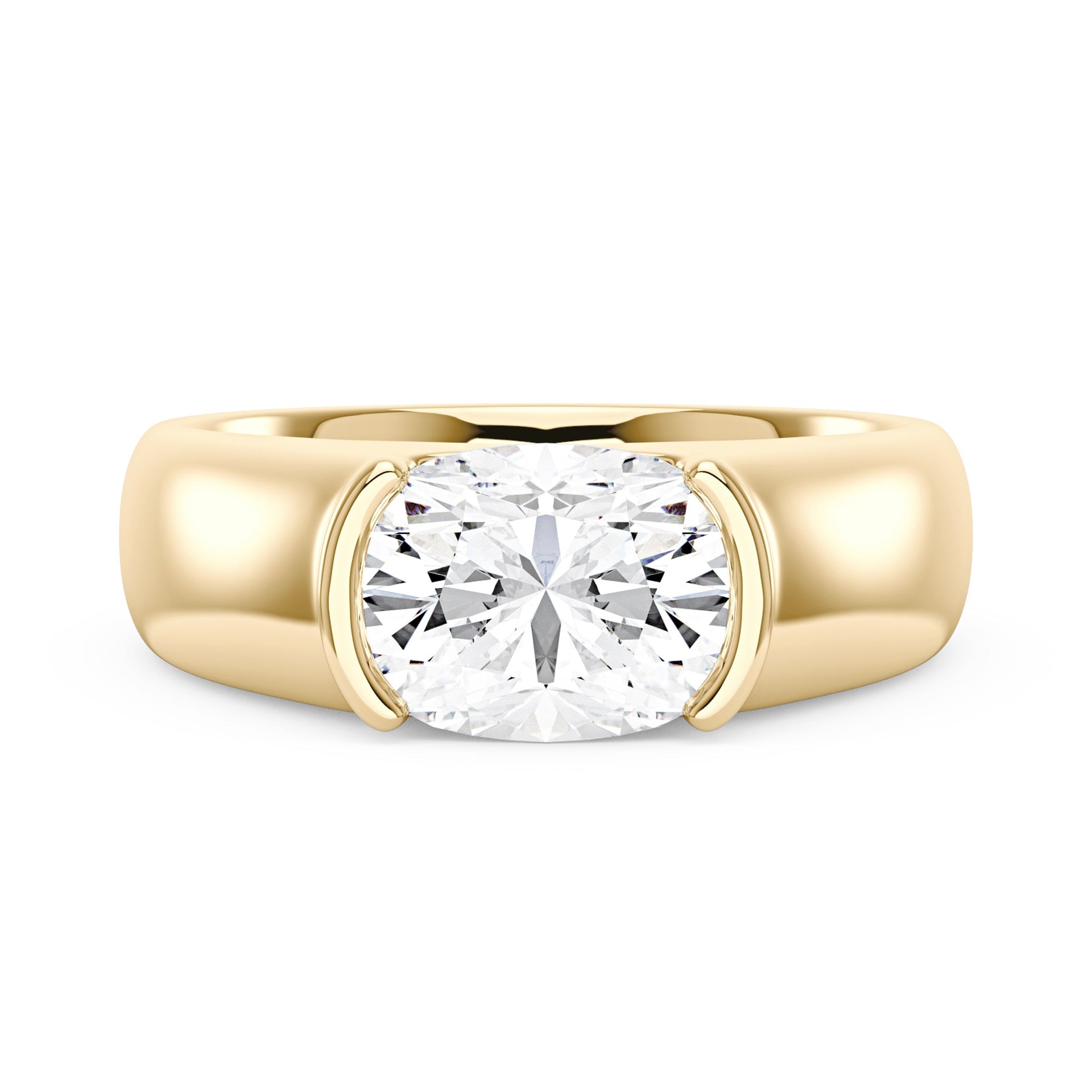 4 Carat Elongated Cushion Moissanite Sideways Chunky Ring