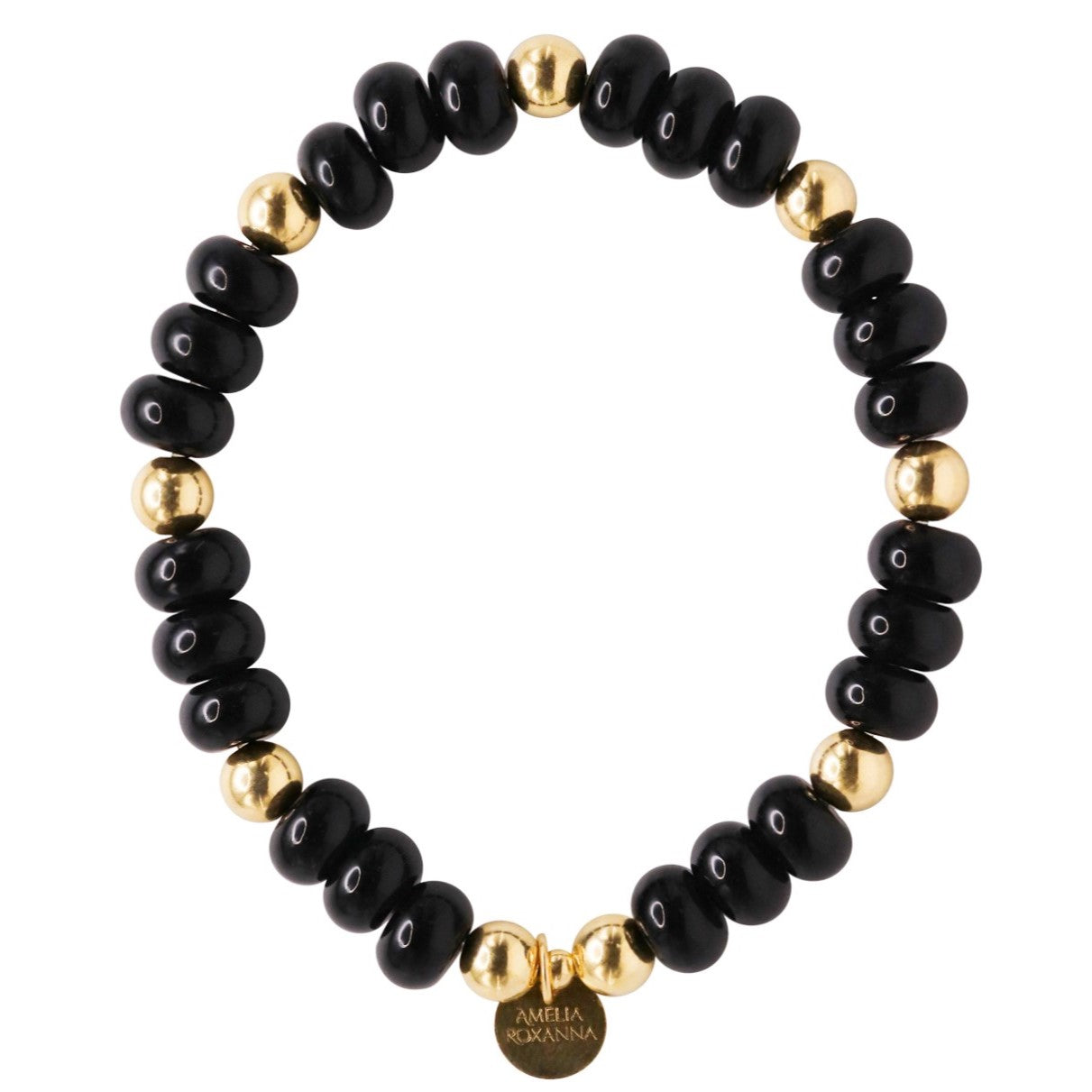 Chunky Black Onyx & Gold Bracelet