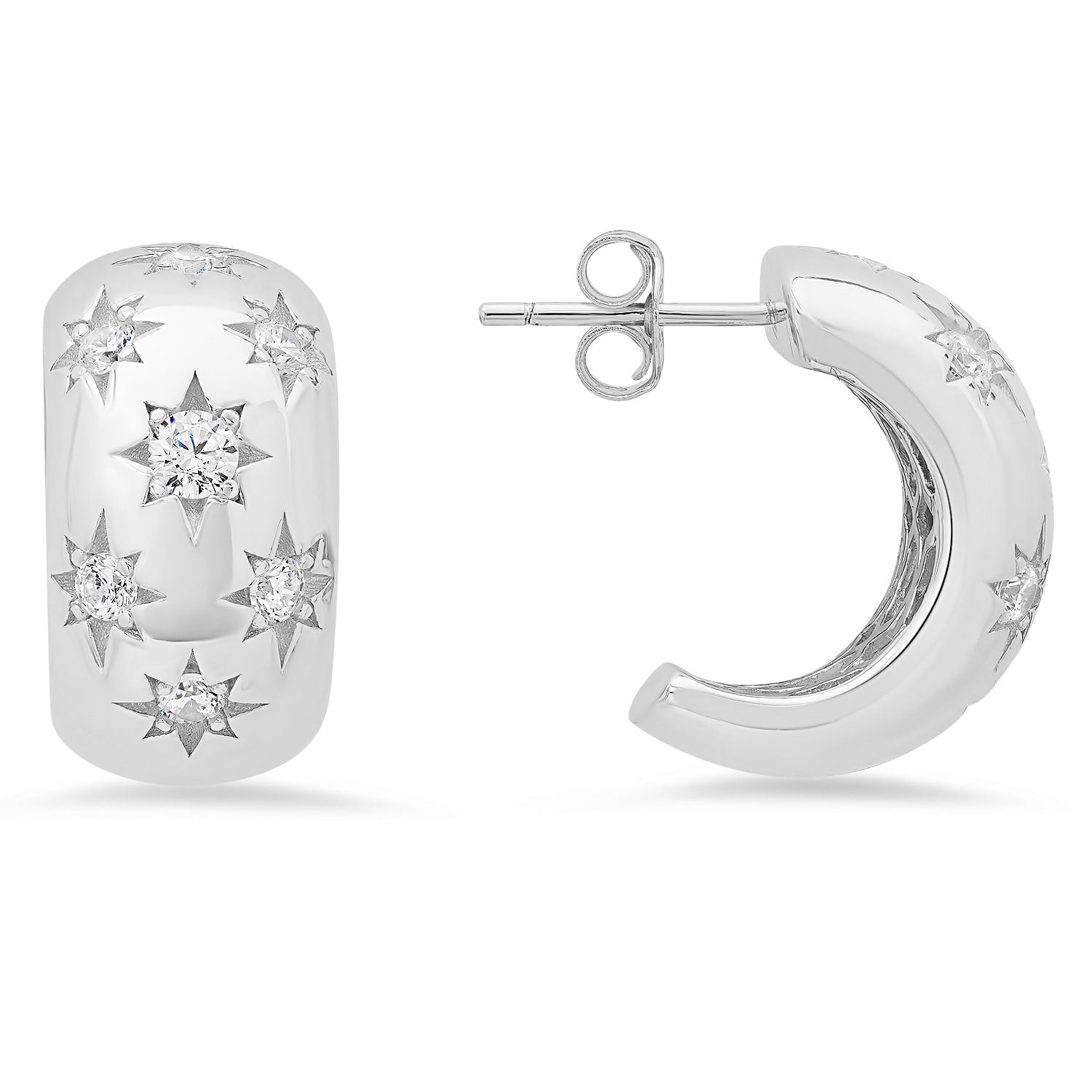 Chunky Celestial Statement Hoop Earrings In Sterling Silver