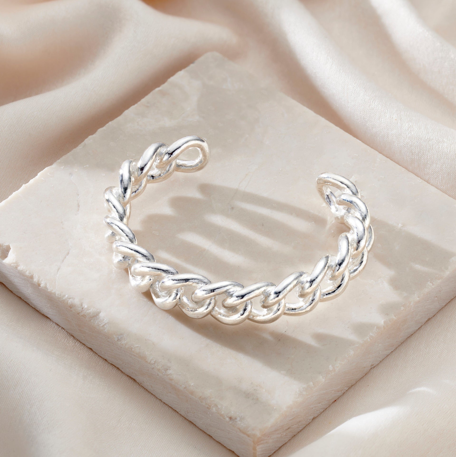 Chunky Curb Link Silver Cuff