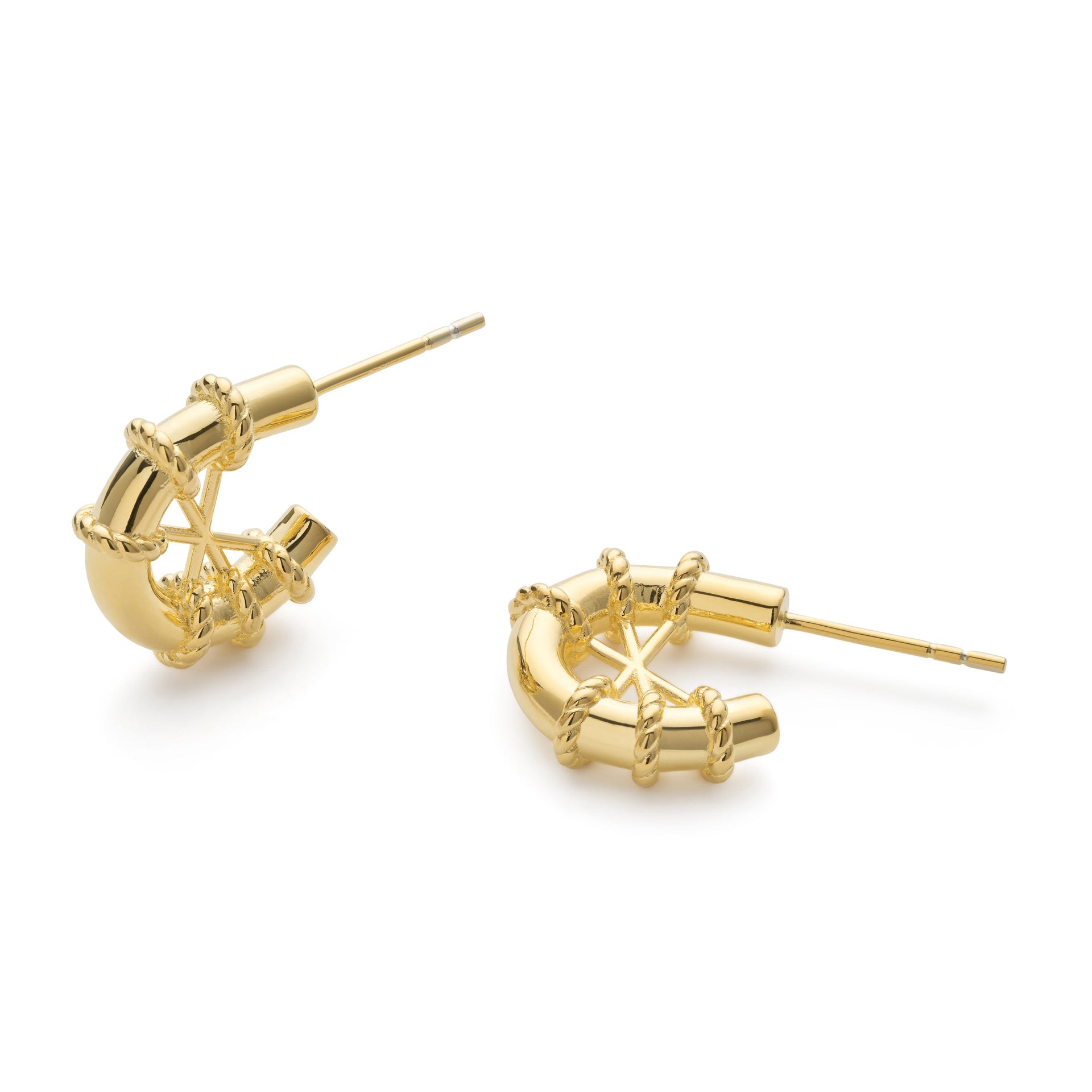 Chunky Gold Rope Huggie Hoop Earrings