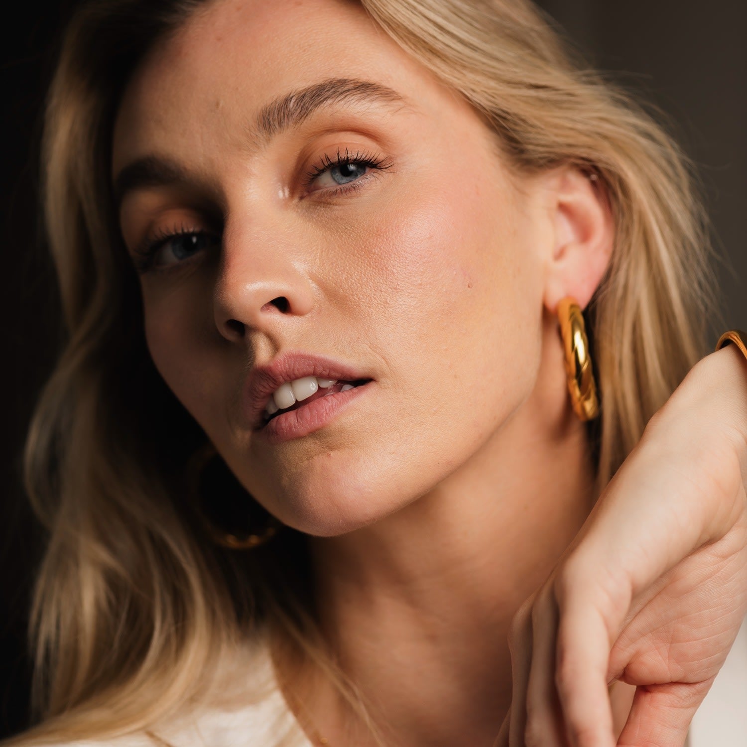 Chunky Gold Statement Hoops, Lightweight And Tarnish Free