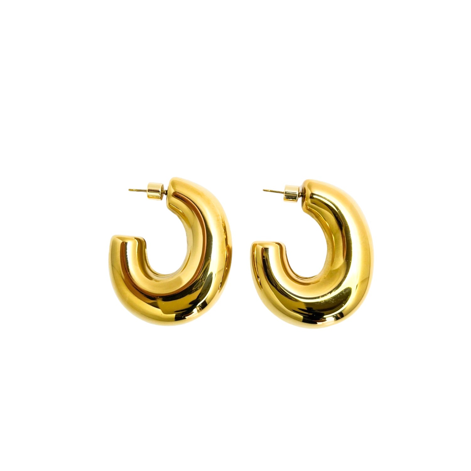 Chunky Hoop Earrings - Gold