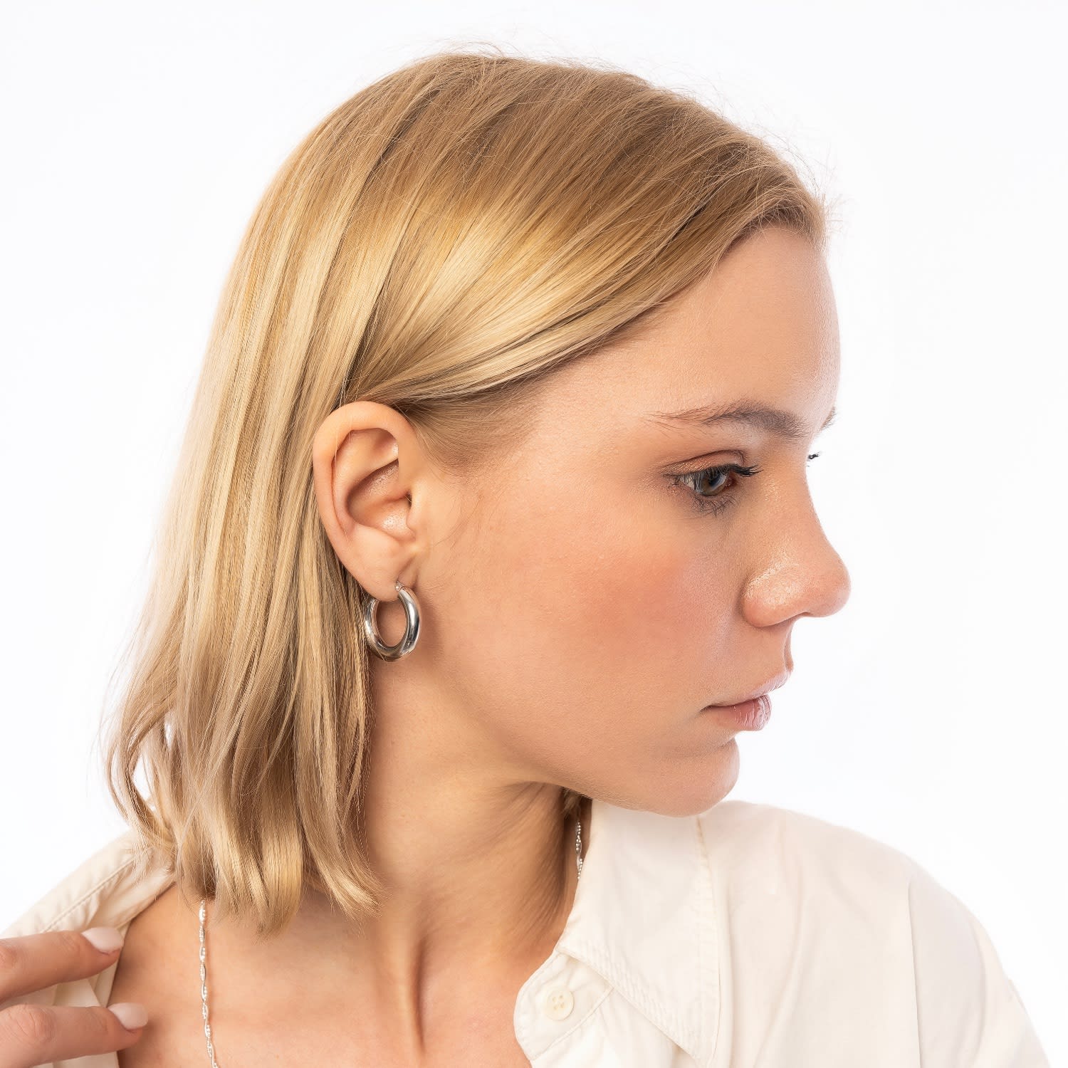 Chunky Hoop Earrings In Sterling Silver - Silver