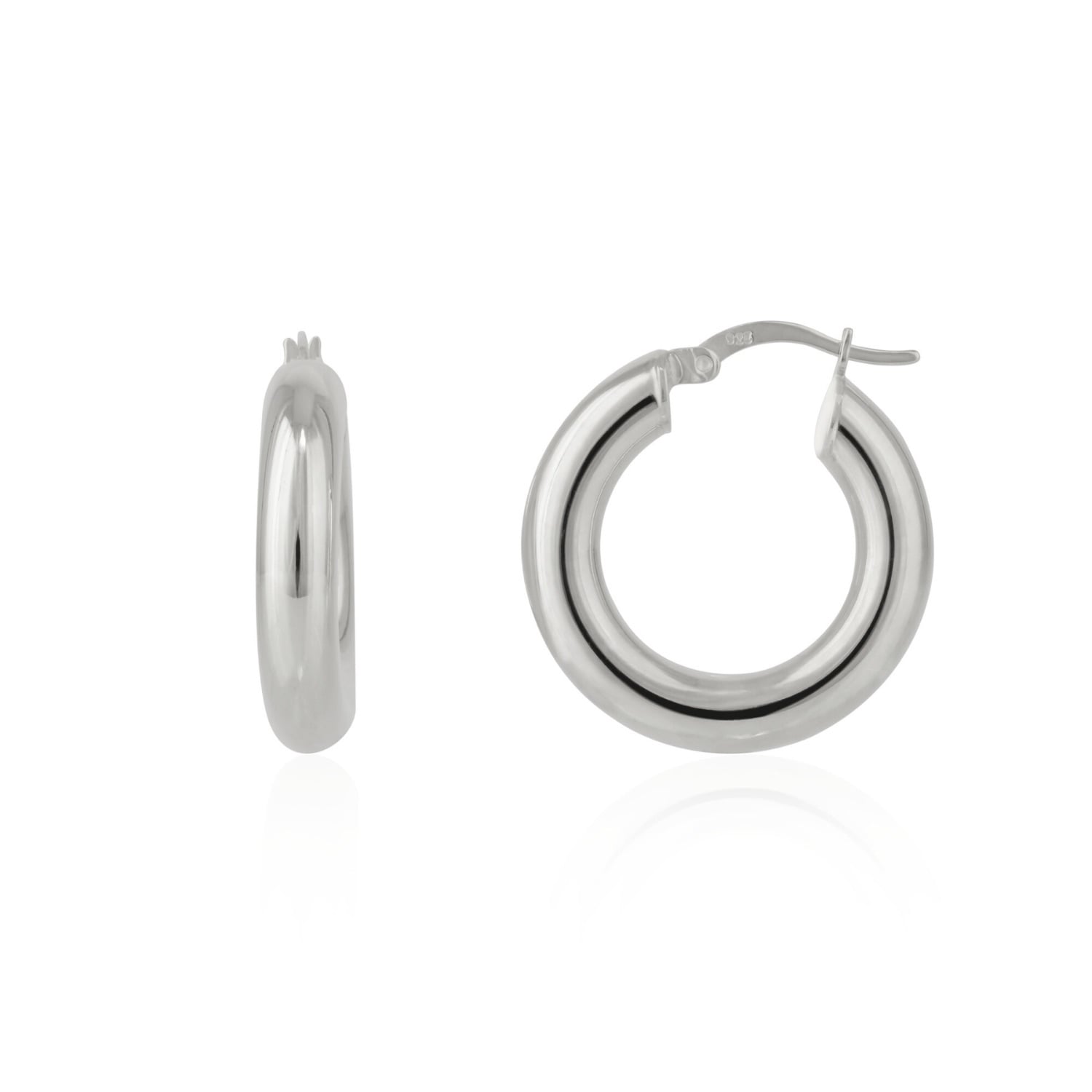 Chunky Hoop Earrings In Sterling Silver - Silver