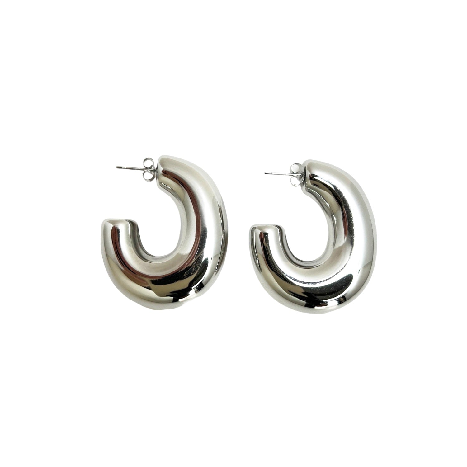 Chunky Hoop Earrings - Silver