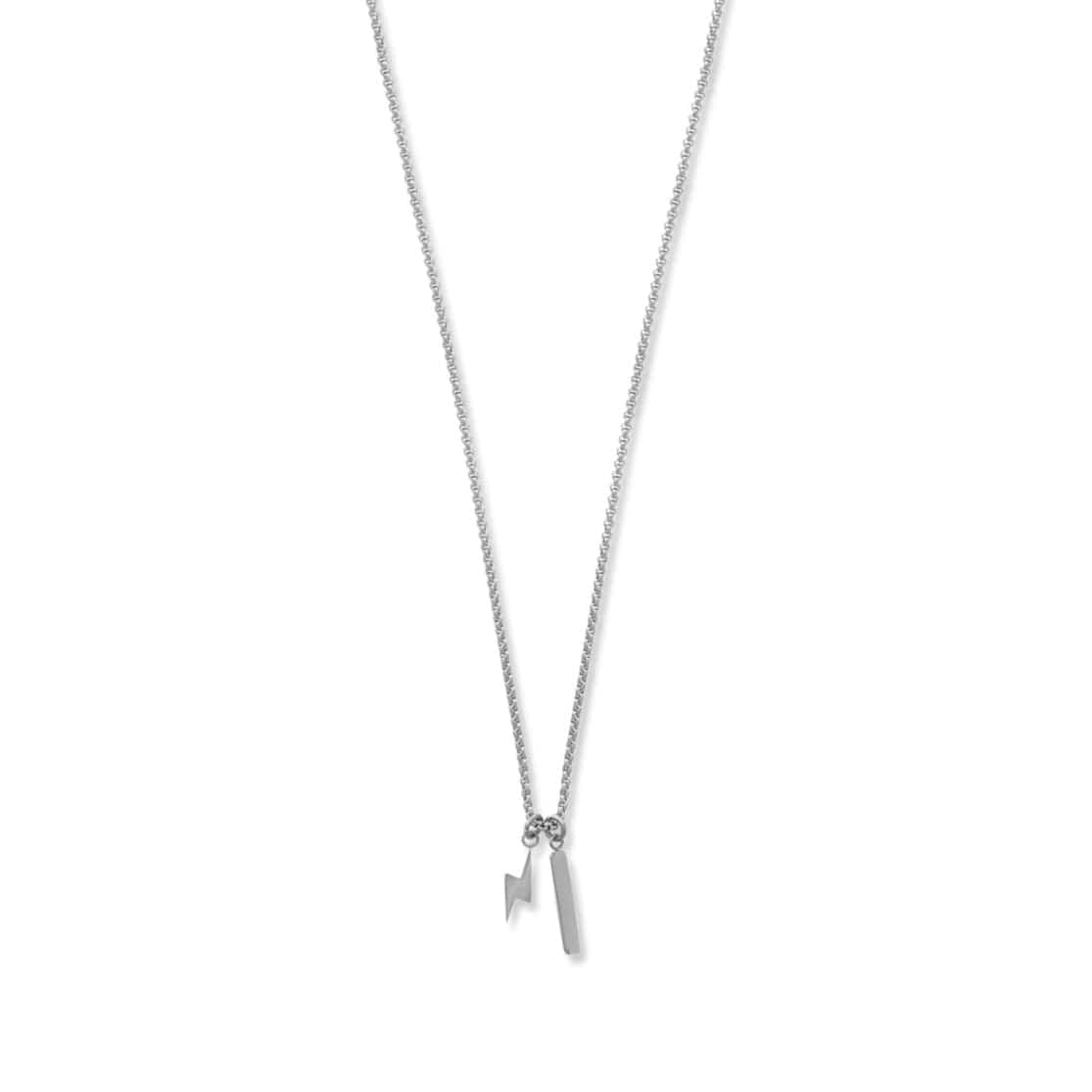 Lightning & Bar Cluster Necklace - Silver