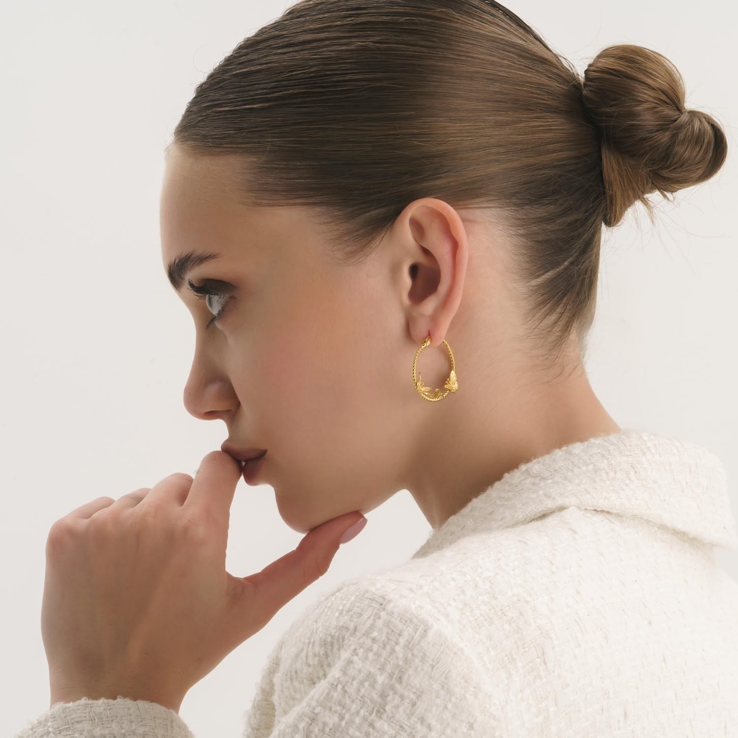 Chunky Oval Gold Butterfly Hoops