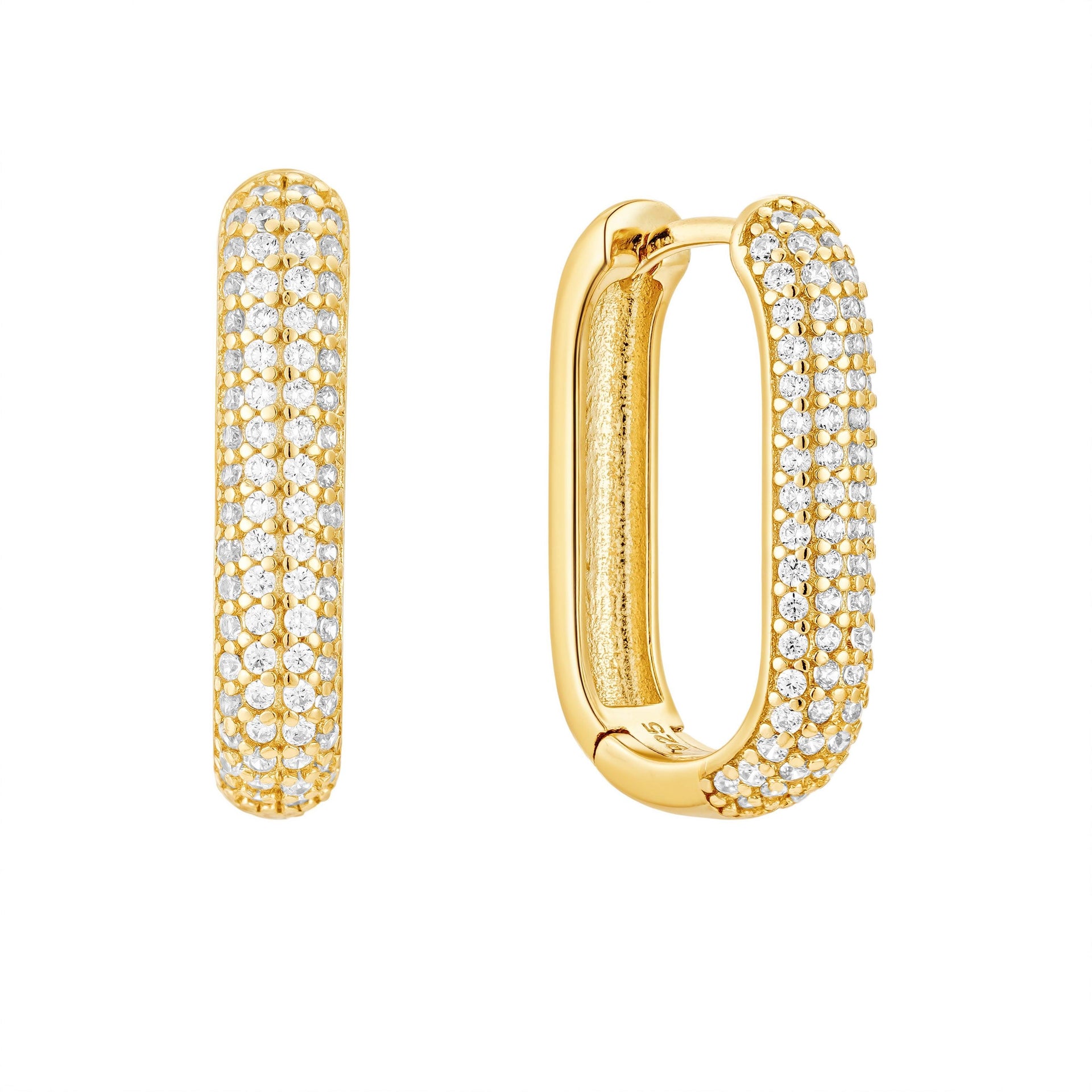 Bold Pave Gold U Hoop Earrings