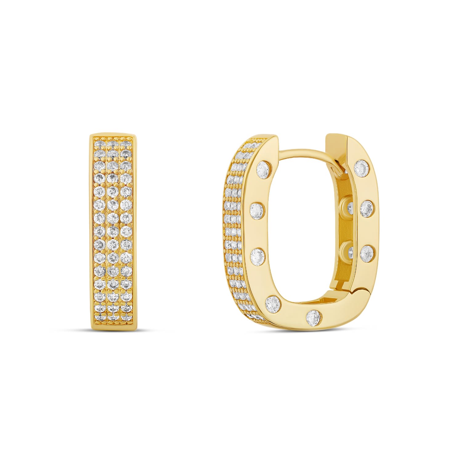 Chunky Pave Horseshoe Hoops - Gold