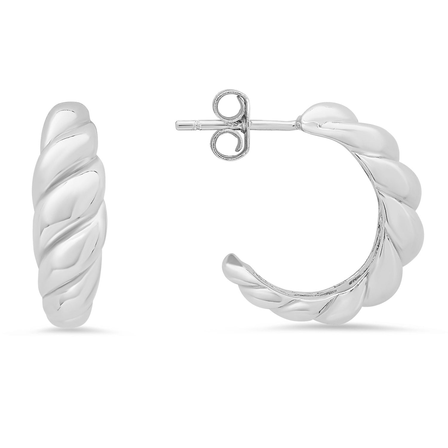 Chunky Shrimp Statement Hoop Earrings In Sterling Silver